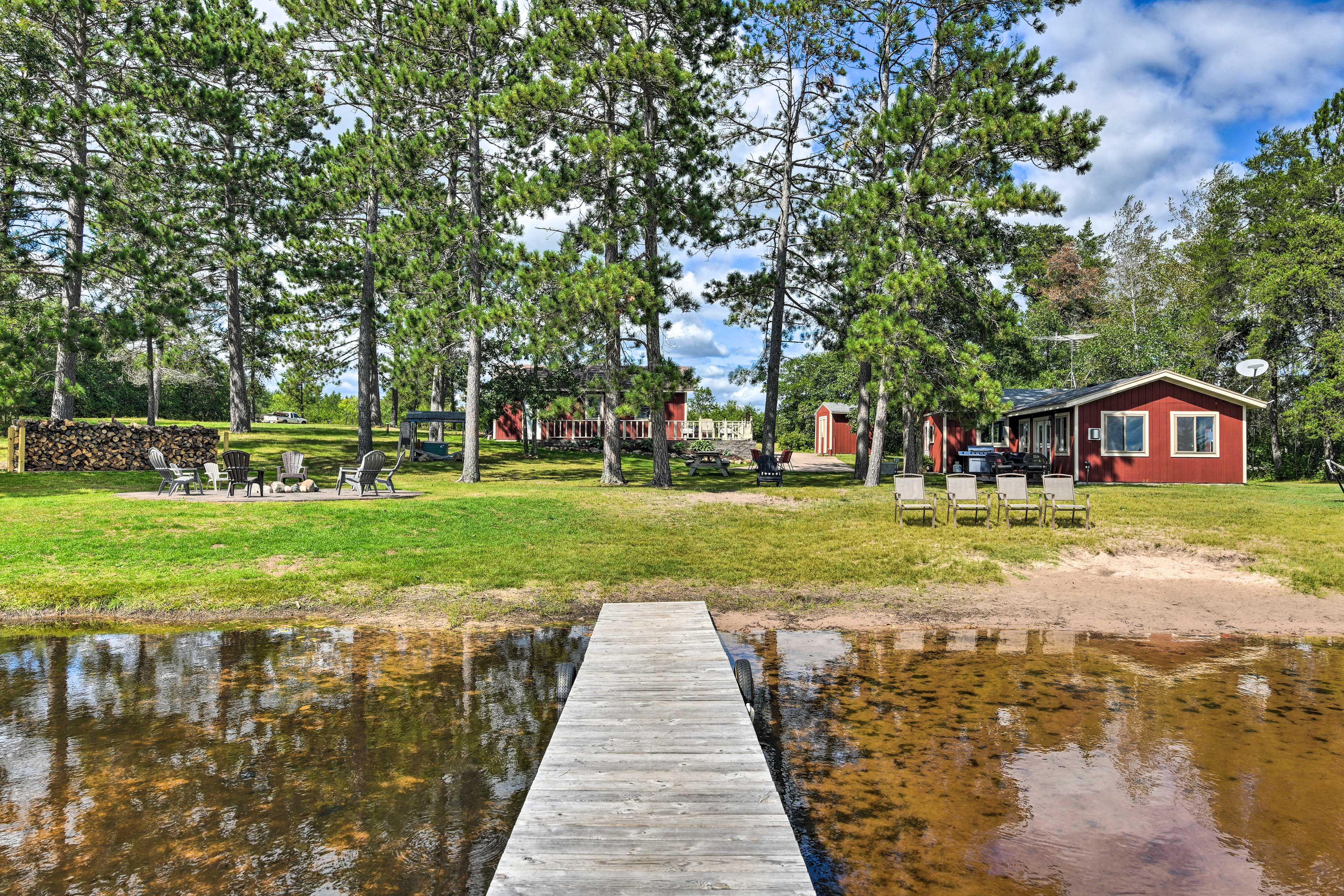 Relax lakeside with a glass of wine.