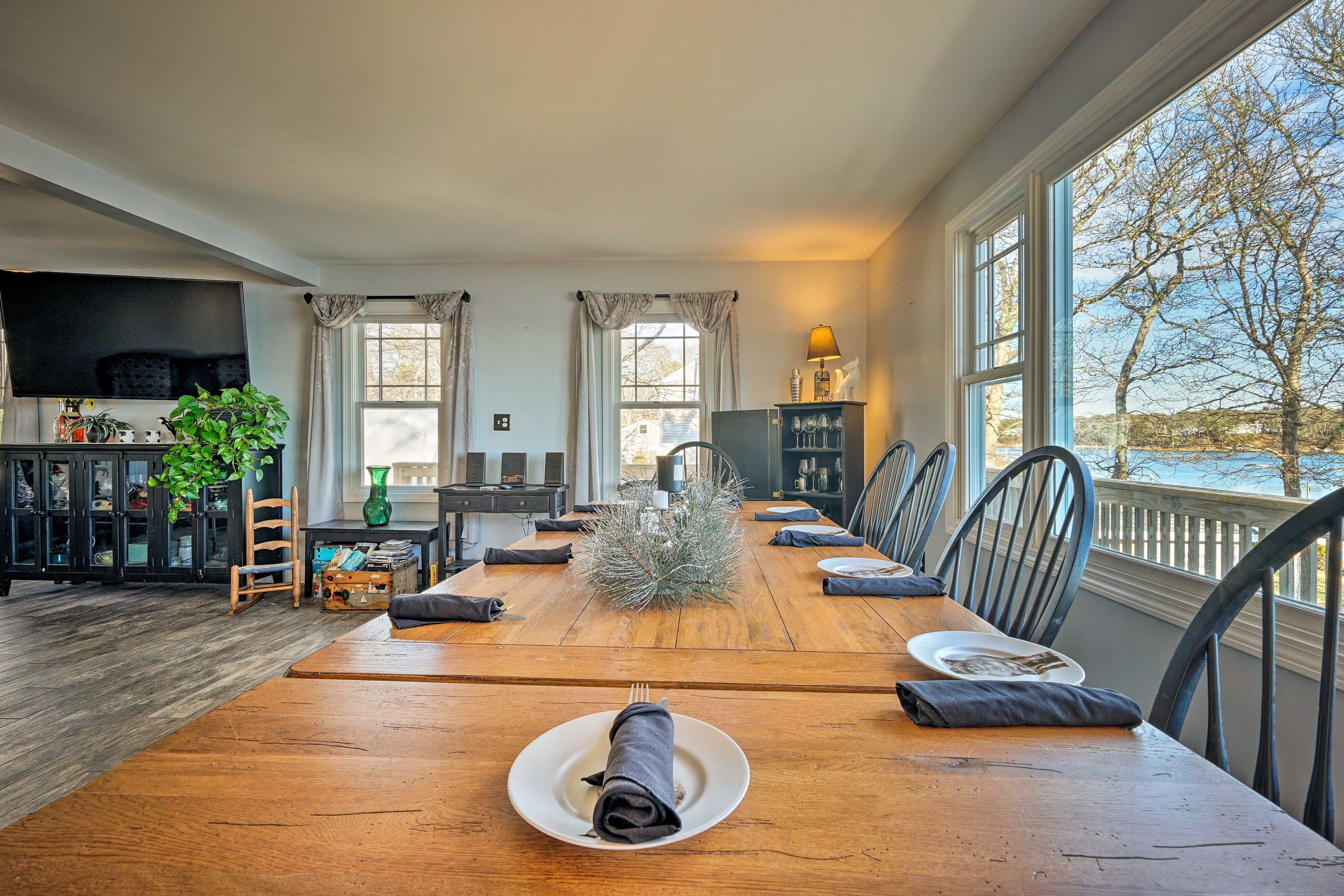 Enjoy home-cooked meals at the large dining table.