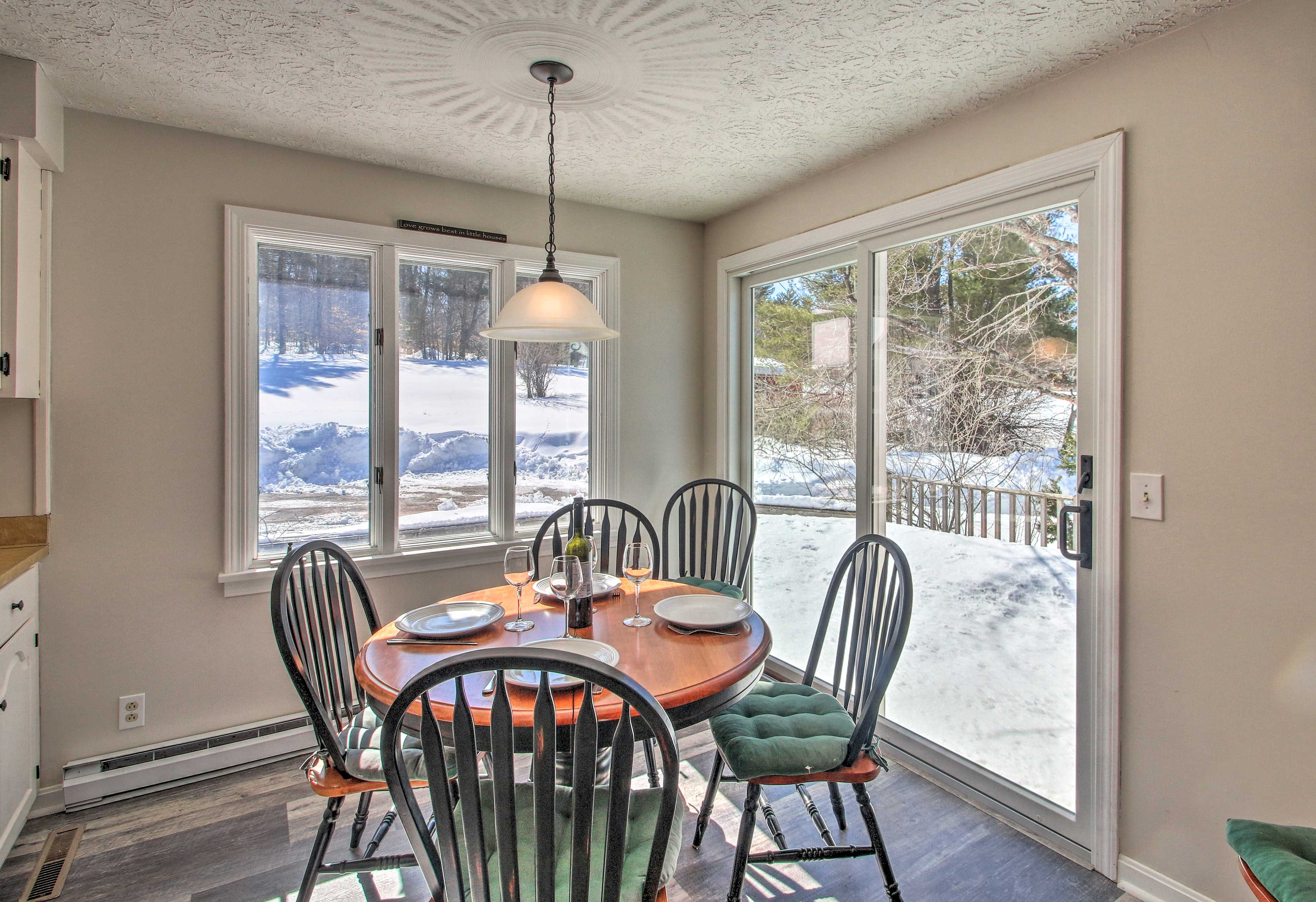 Dining Area | Yard Views | Exposed Brick