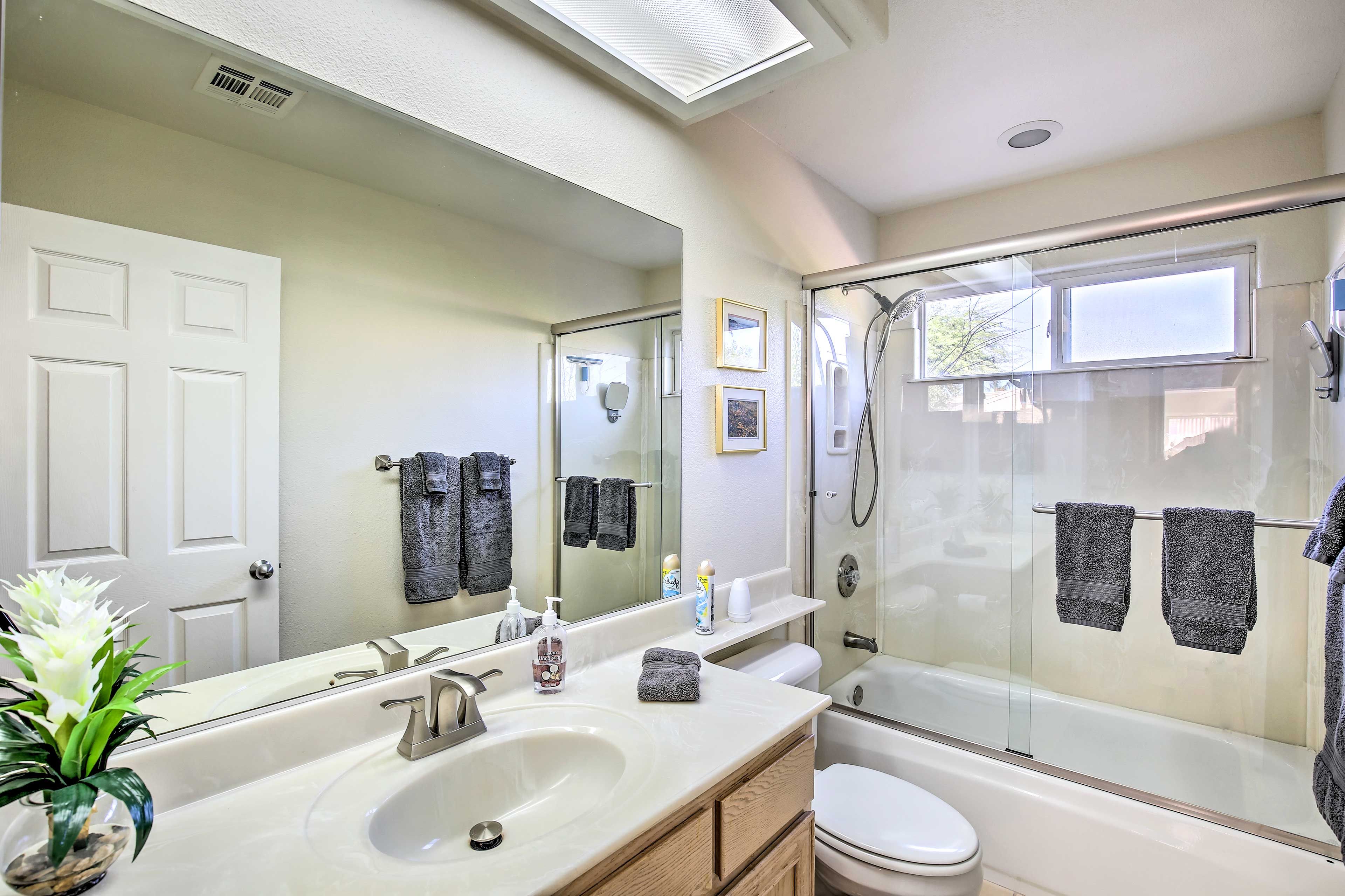 The second full bathroom offers a shower/tub combo.