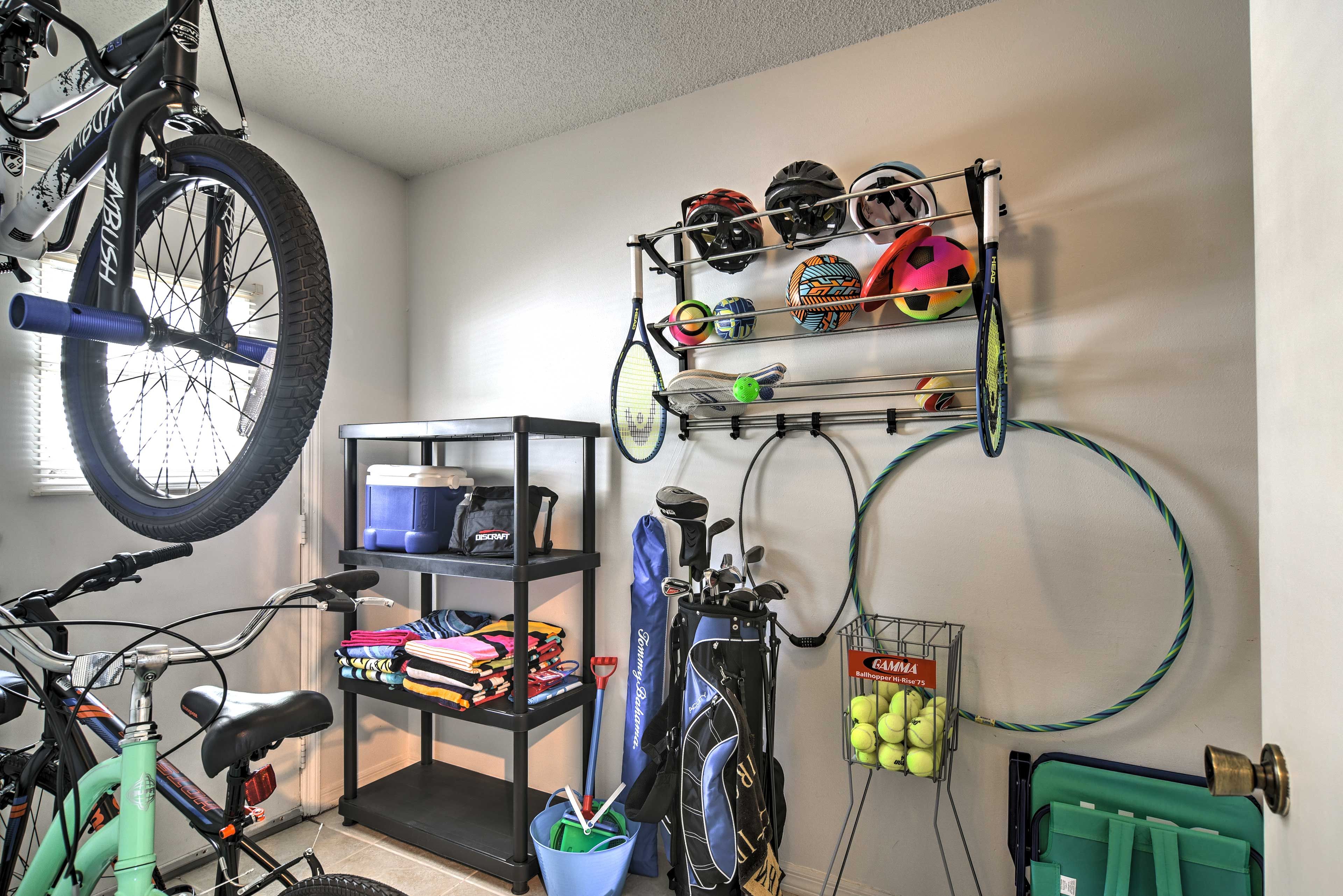 You'll love having access to fun items like bikes & sports/beach equipment.