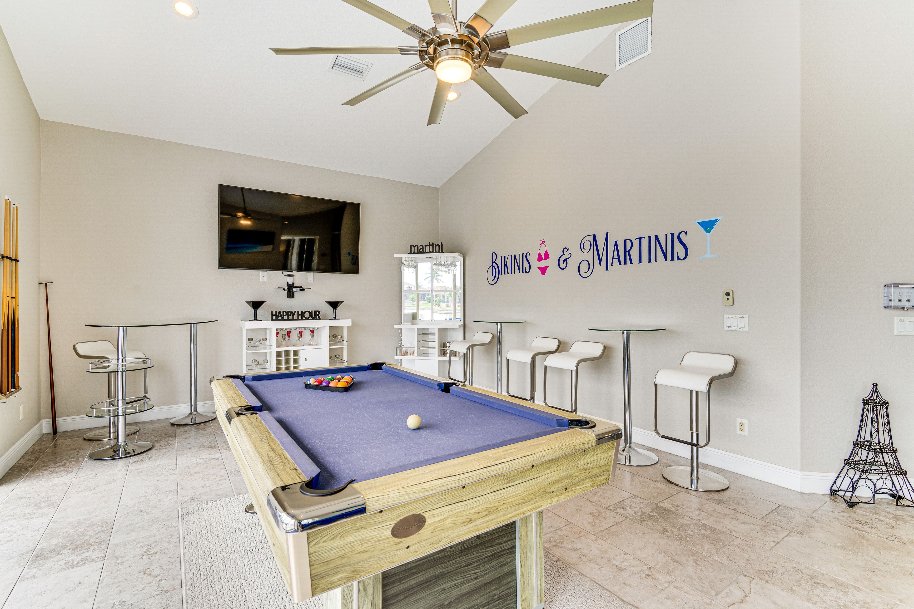 Game Room | Pool Table | High-Top Cocktail Tables