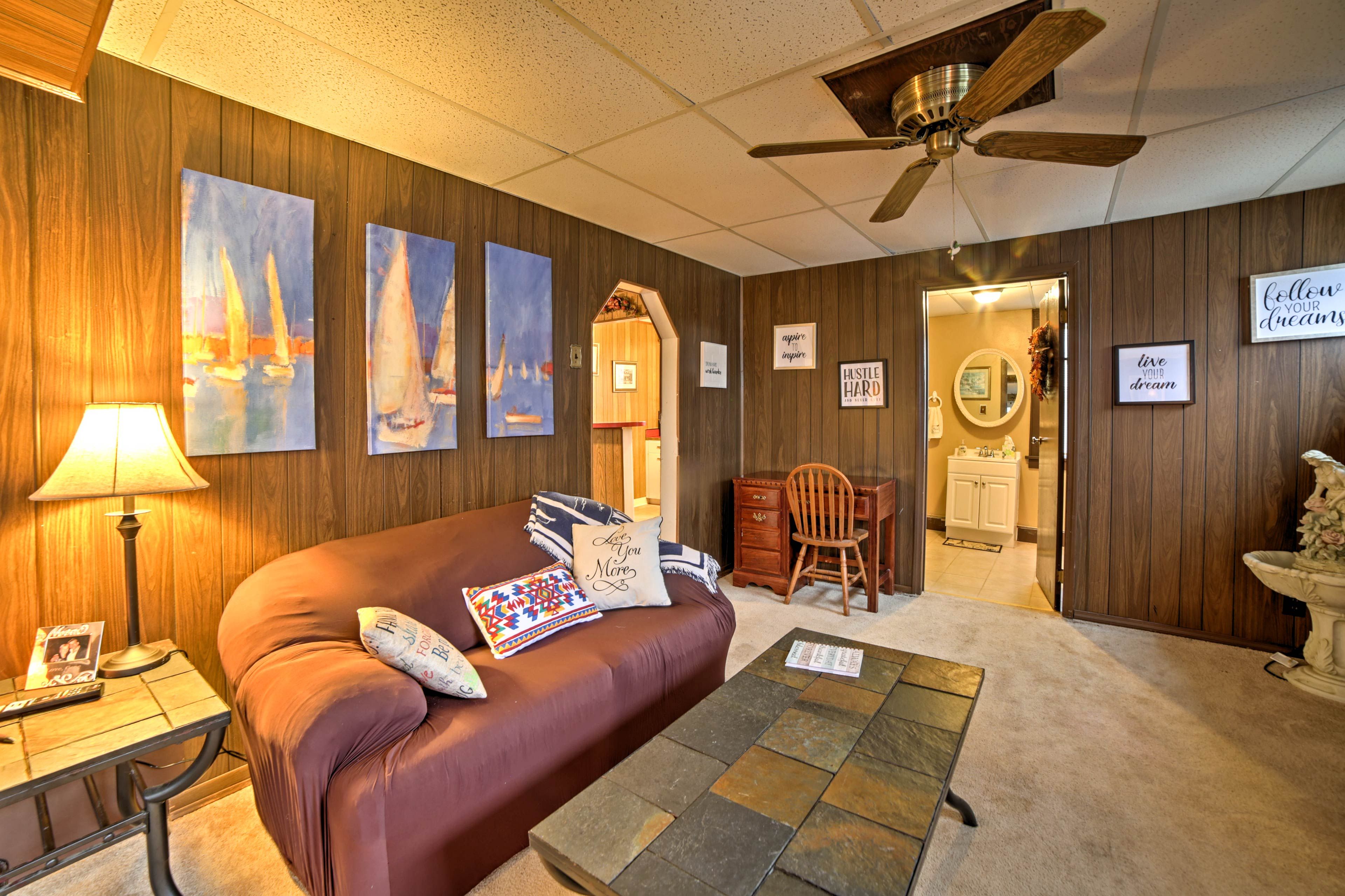 The sitting area is the perfect spot to relax.