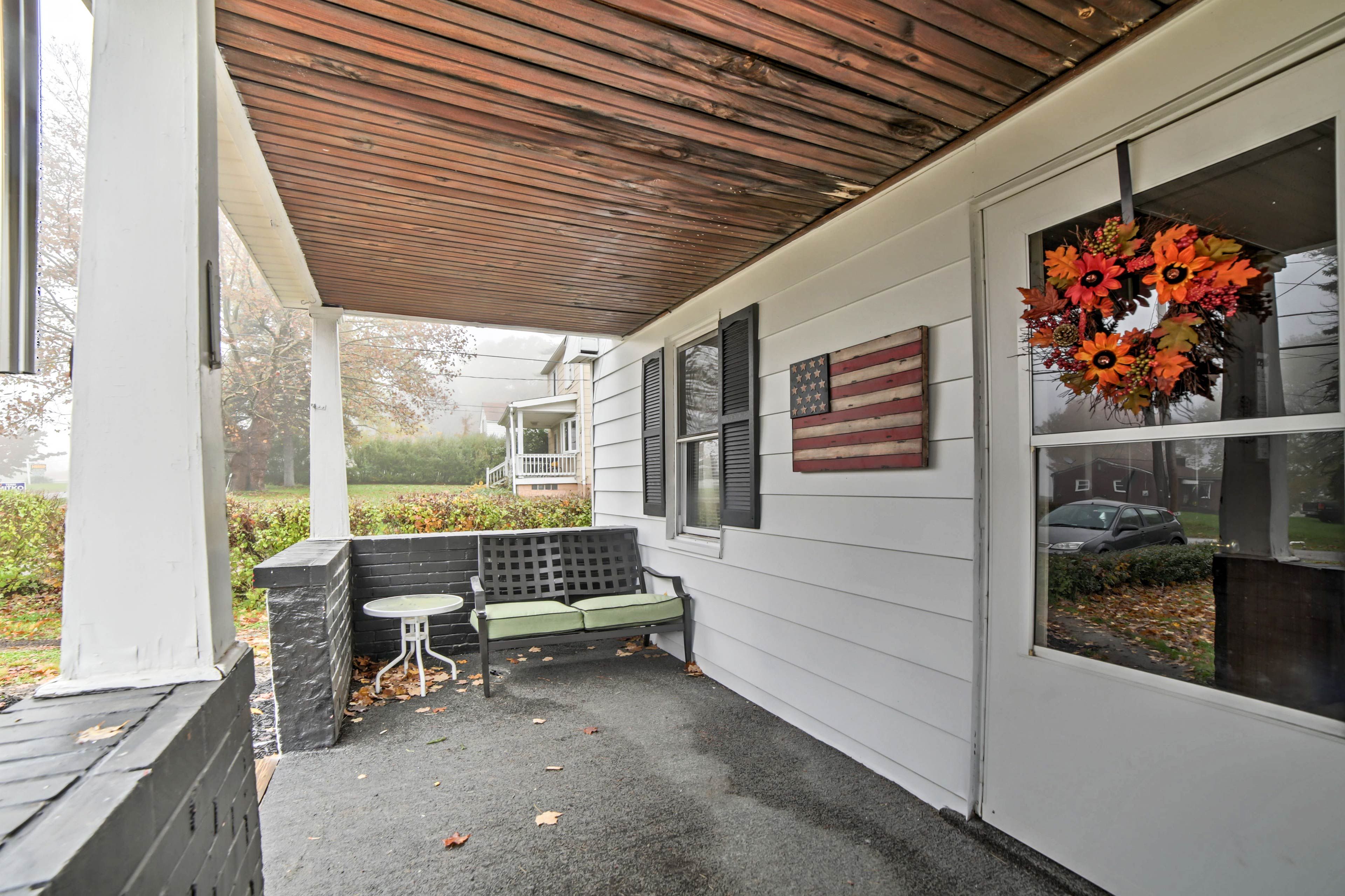 Enjoy morning coffee on the front porch.