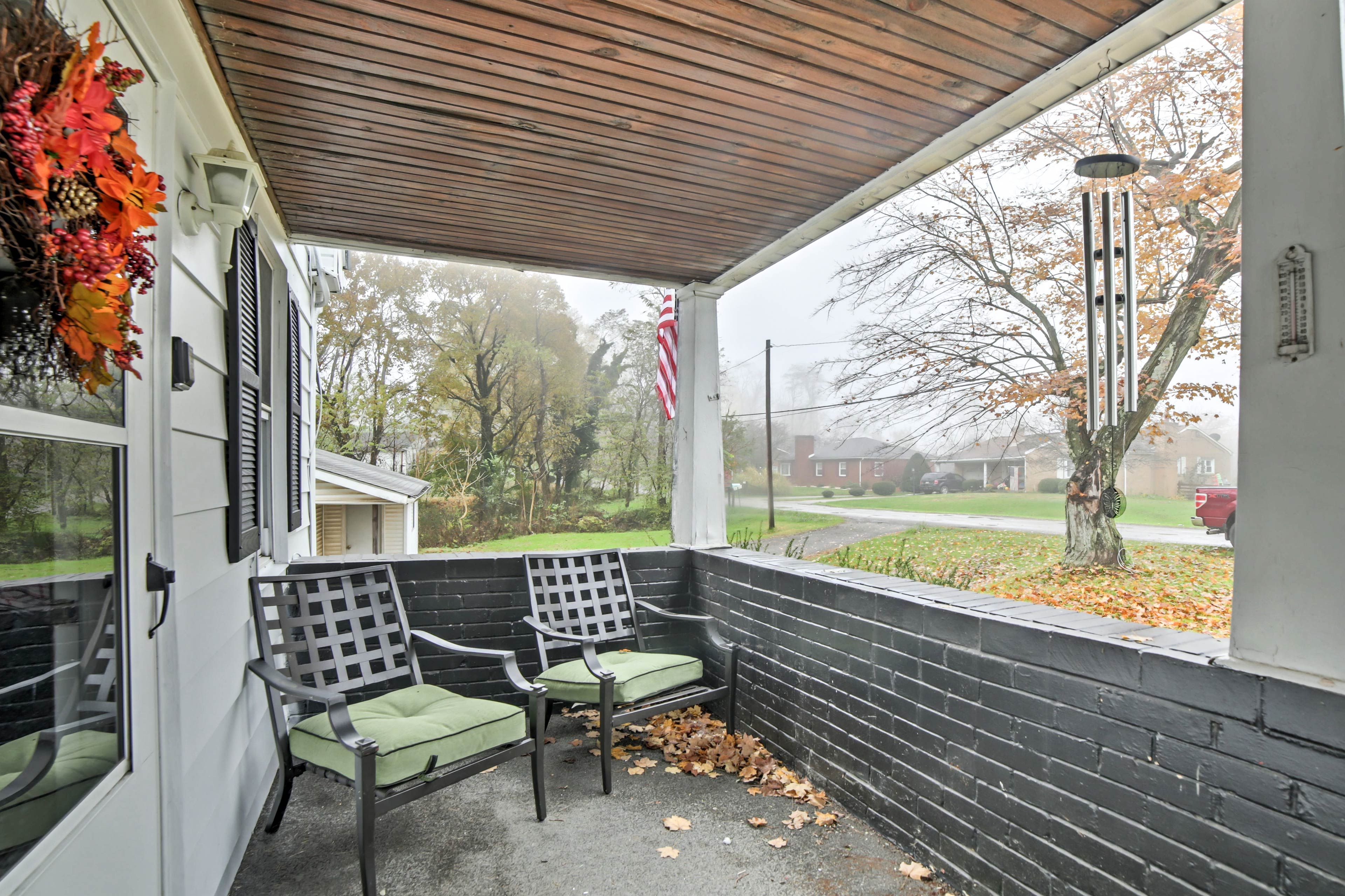 Relaxed under the covered porch.