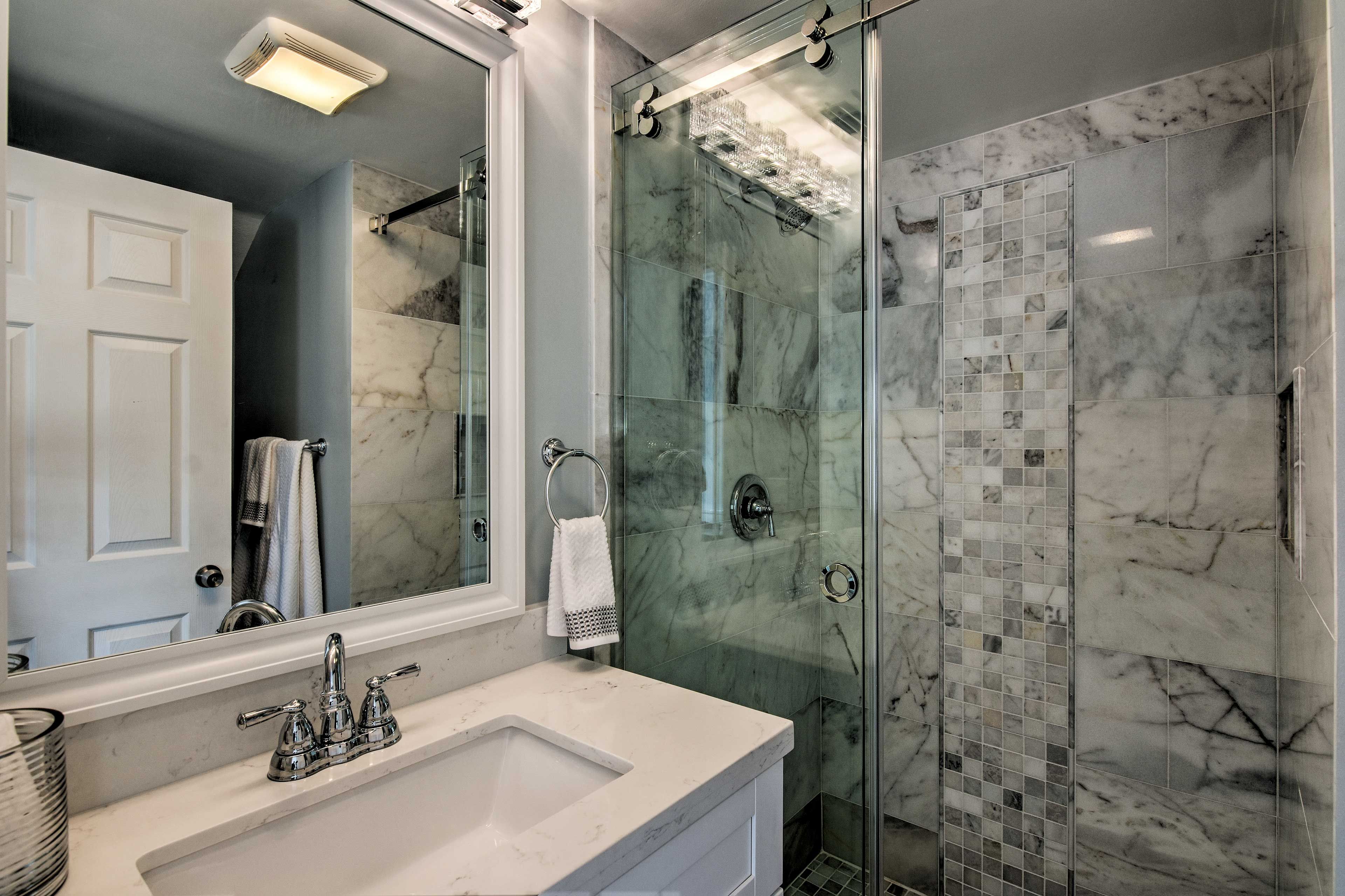 Wash off the sand and saltwater in the walk-in shower.