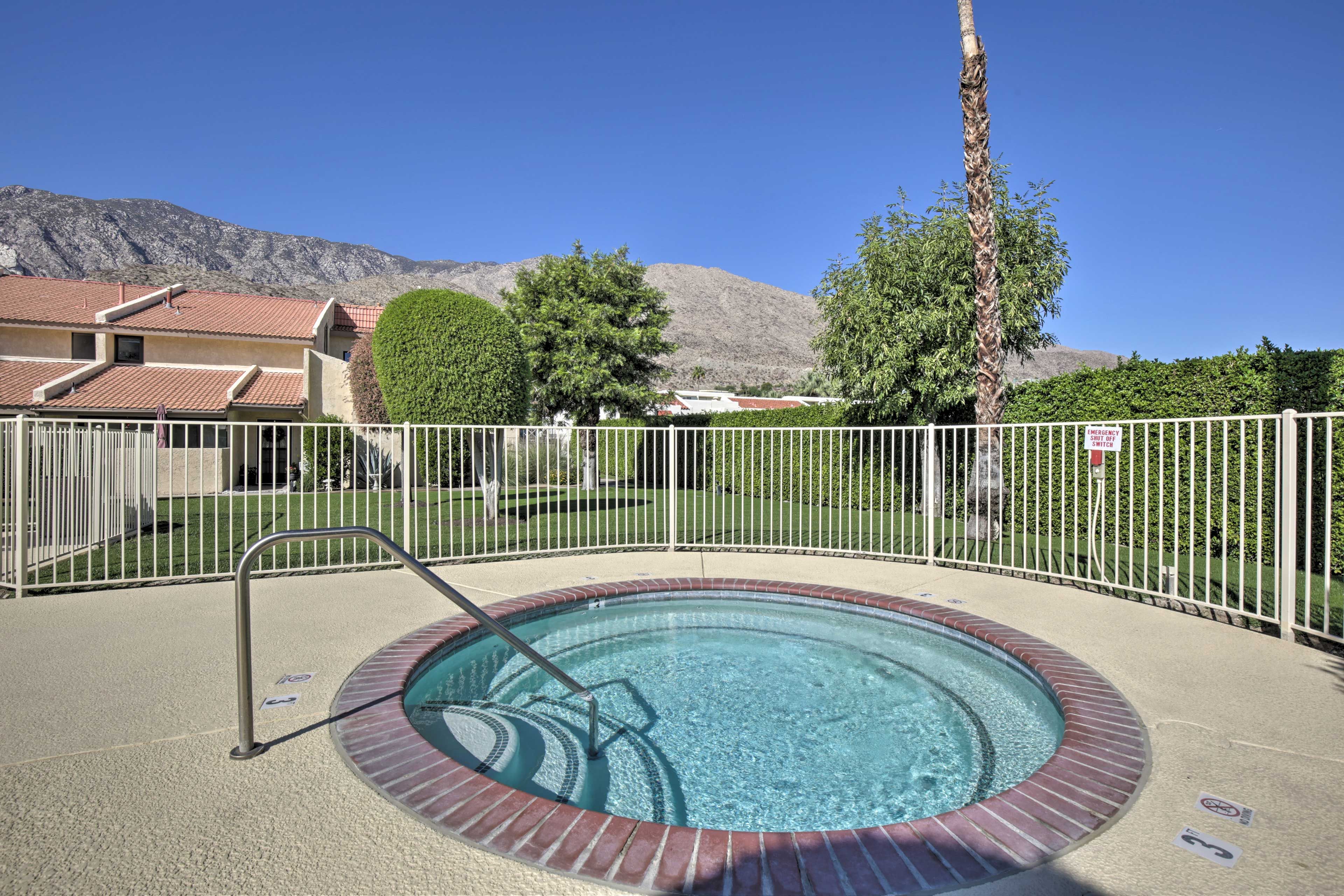 Soak in the hot tub after golfing.