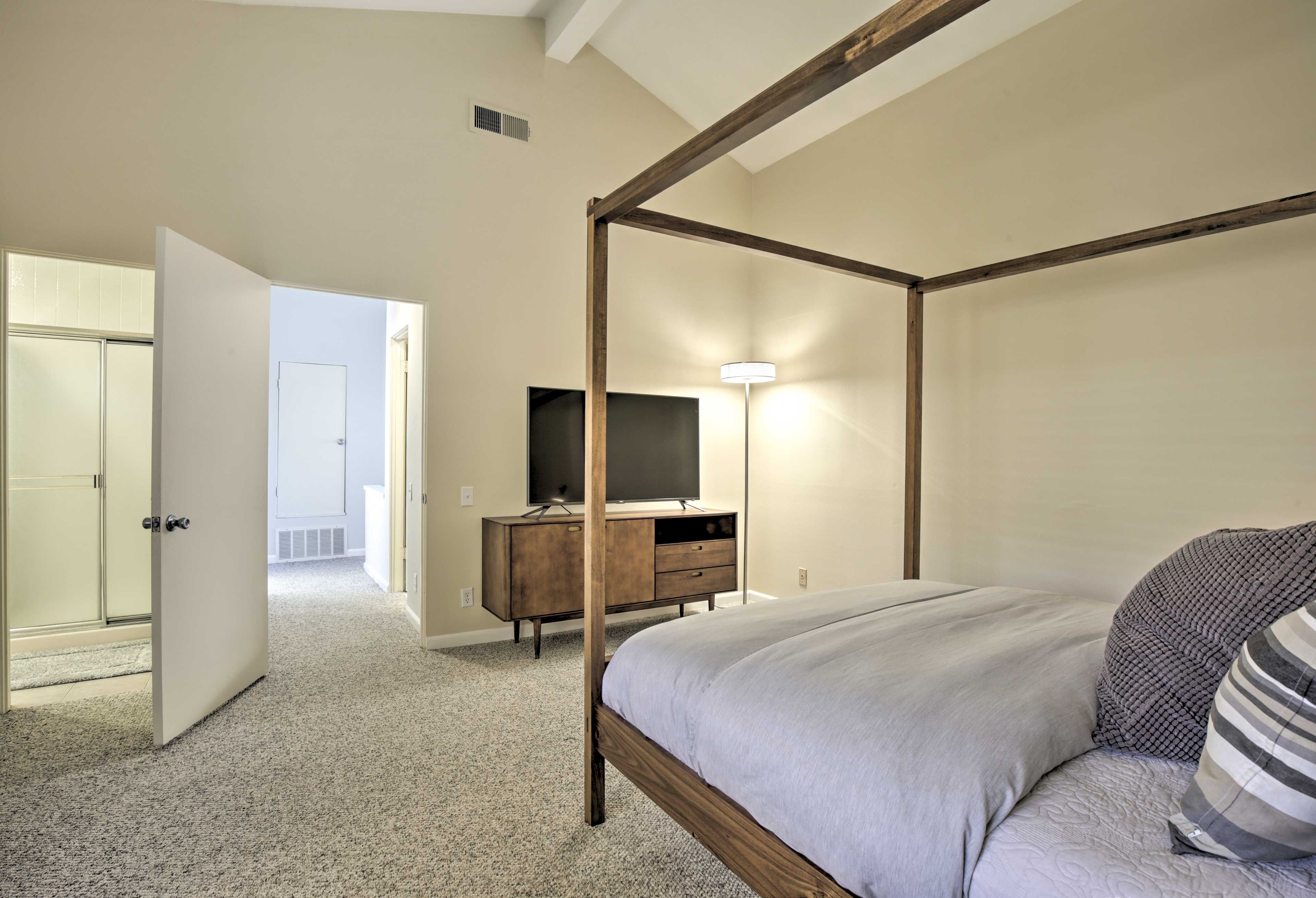 Watch some late night Netflix on the flat-screen Smart TV.