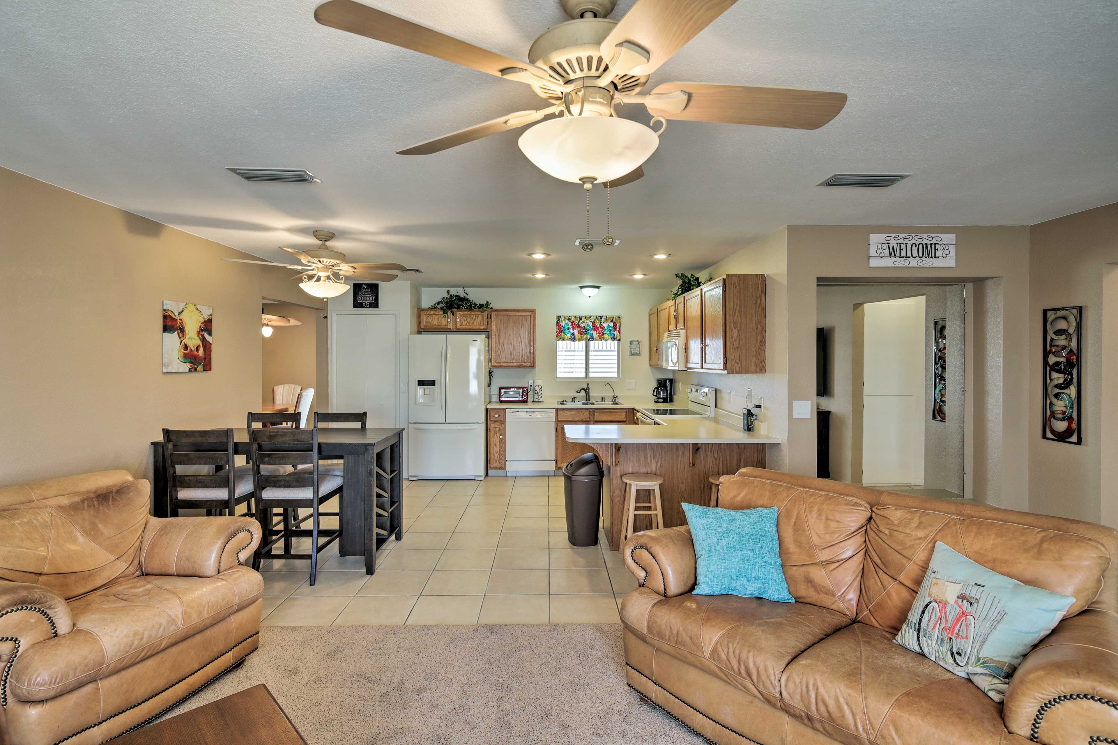 The home offers an open floor plan for easy conversation.