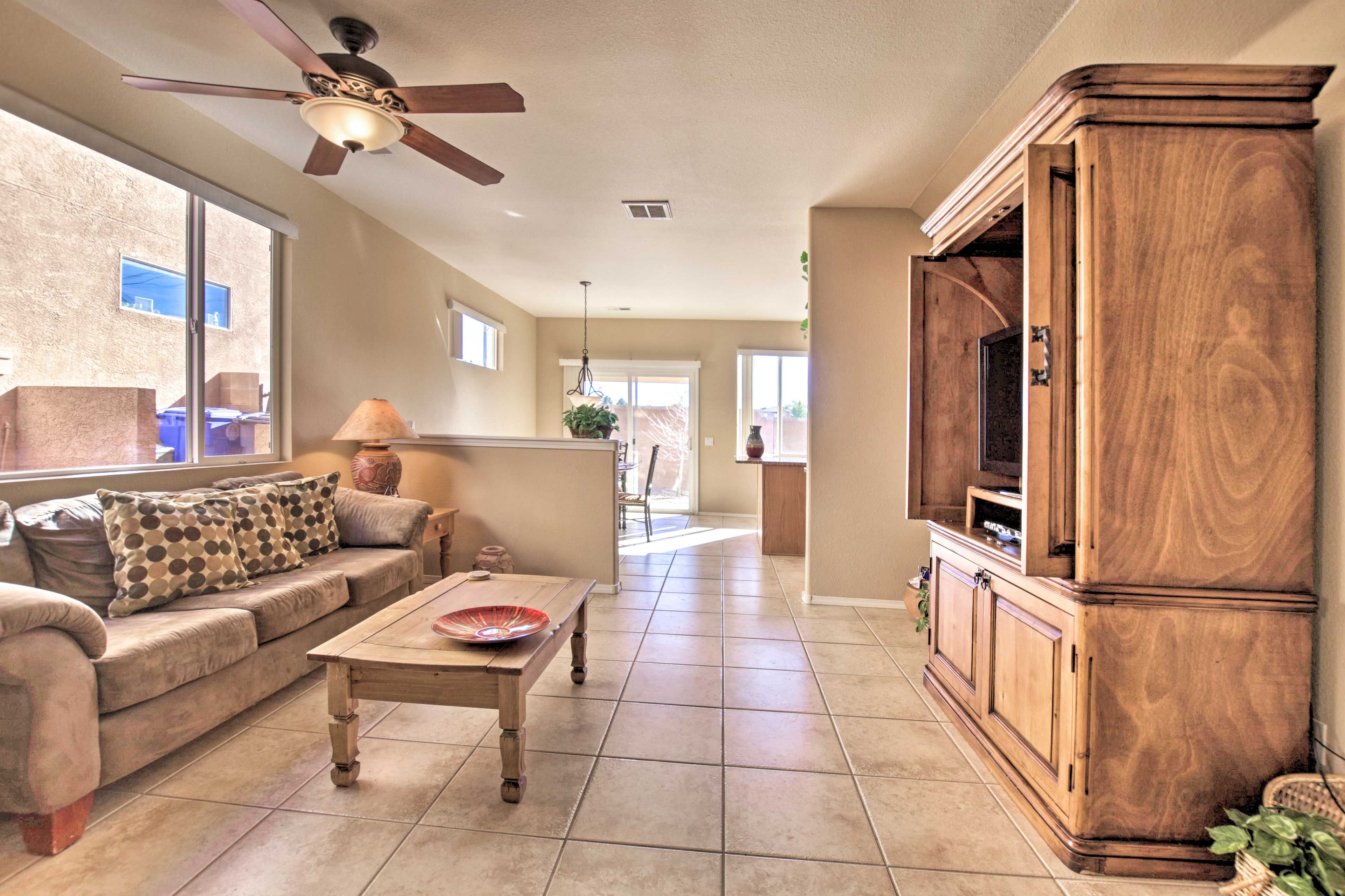 The spacious condo spans 1,300 square feet.