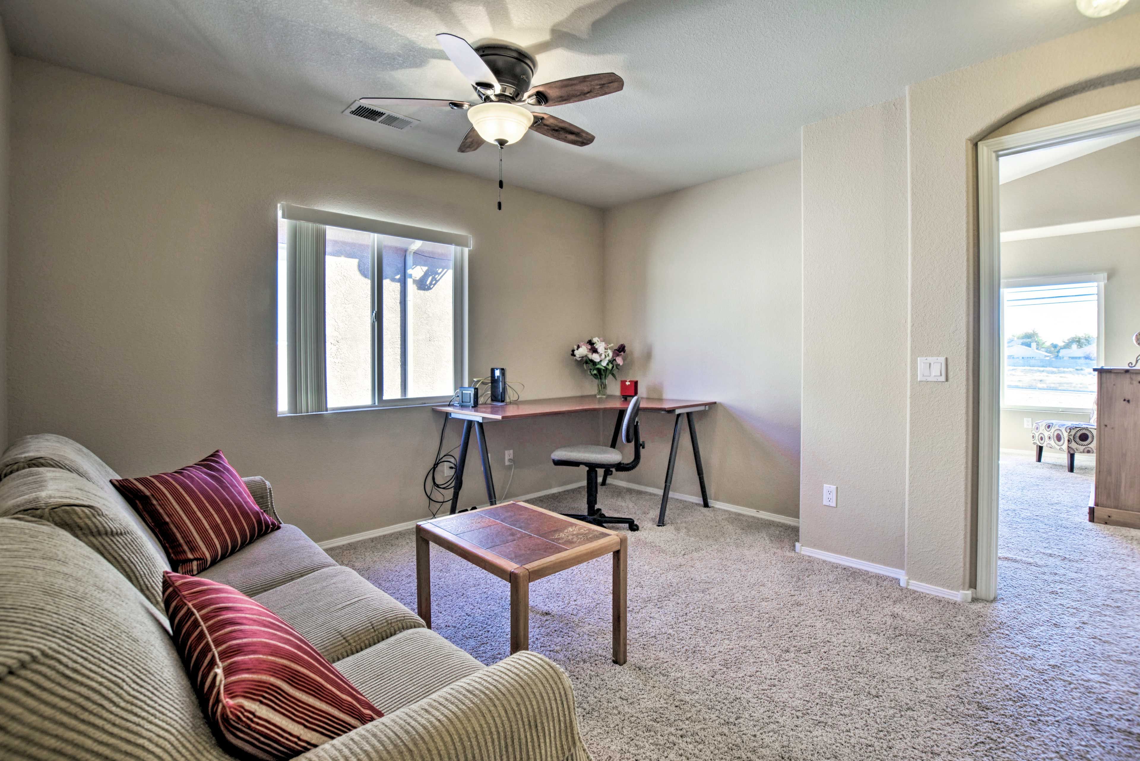 This couch can be pulled out into a queen sleeper sofa to accommodate 2 extras.