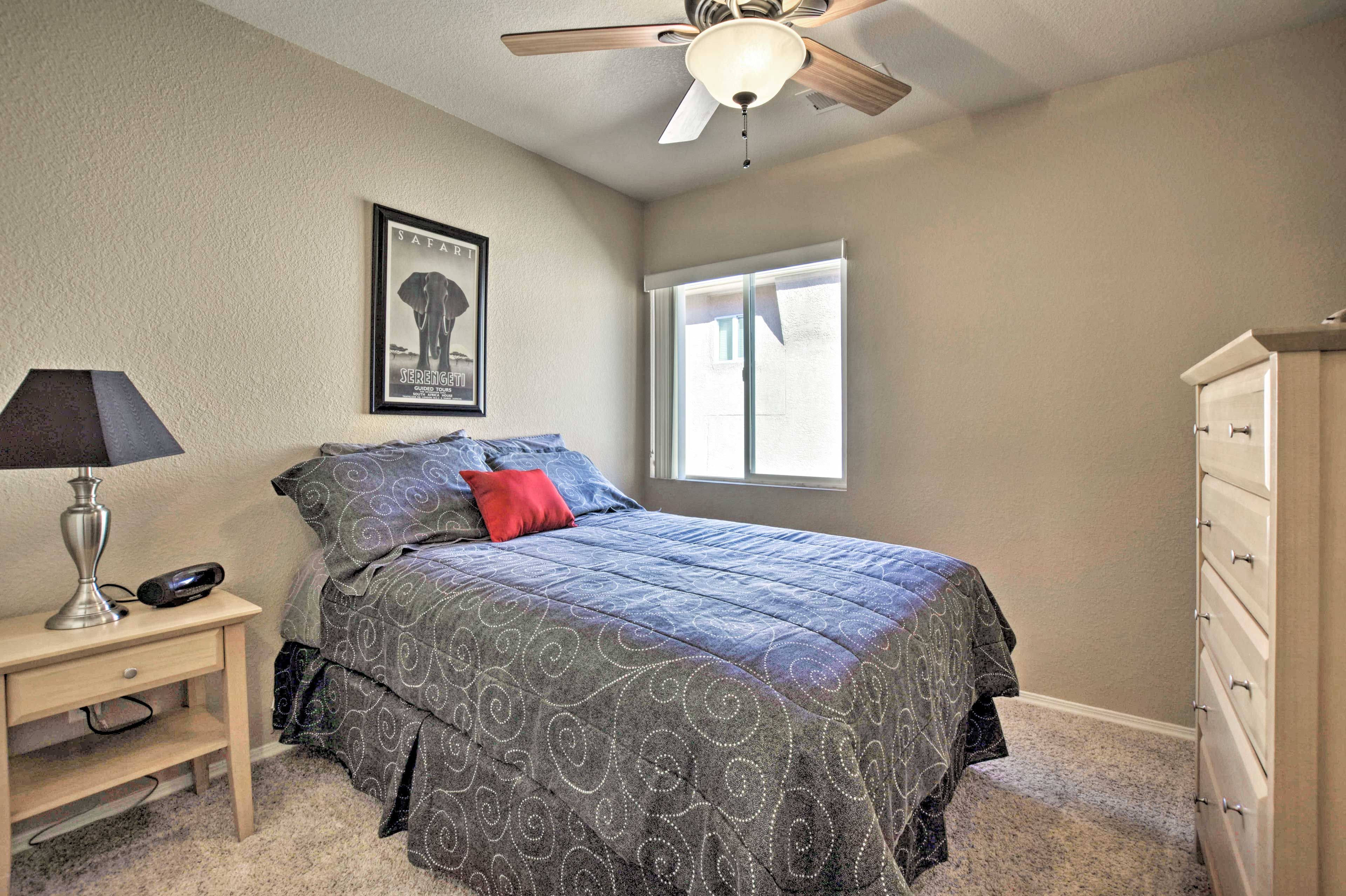 Sleep peacefully in this full bed.