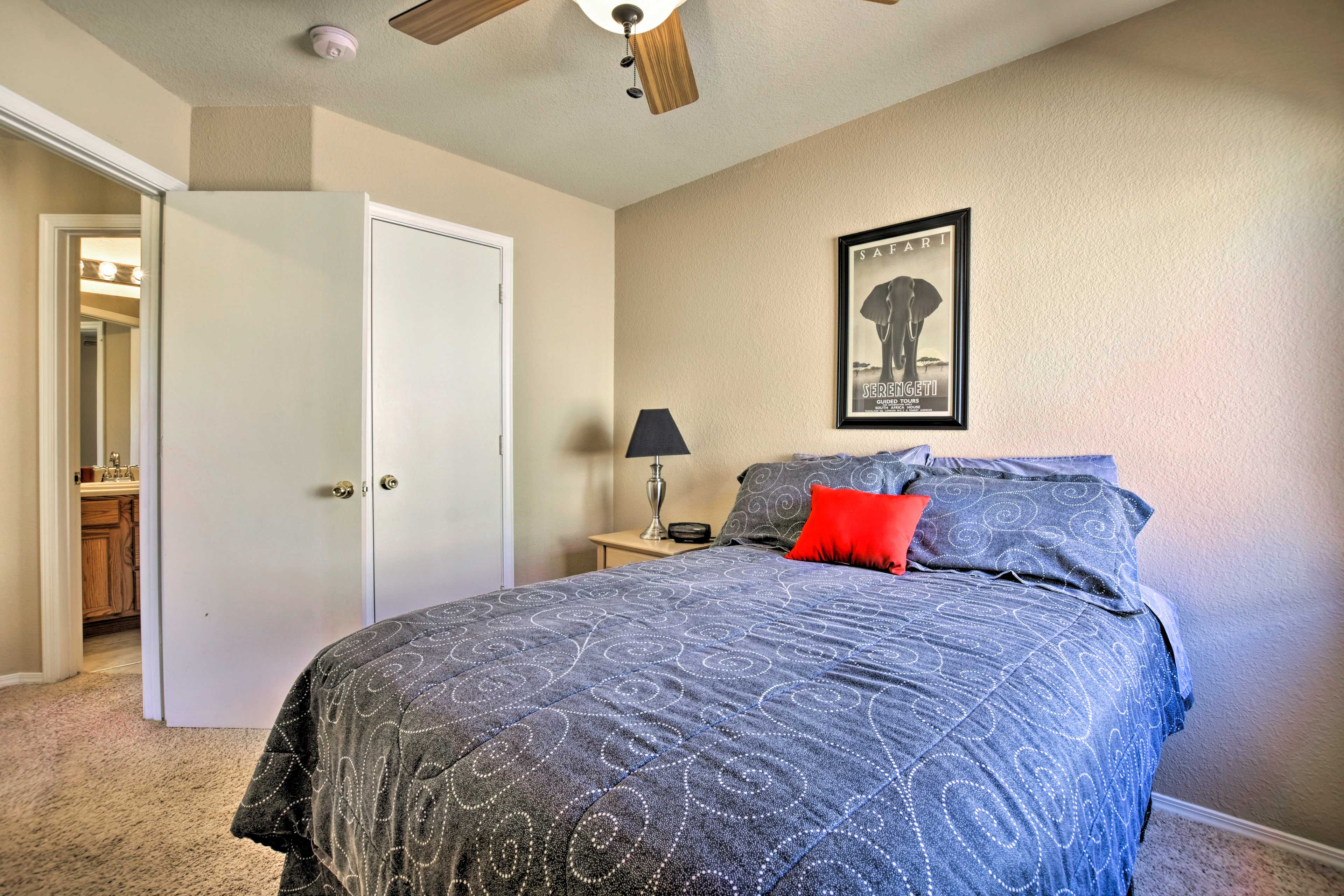 Two travelers can stay in the condo's second bedroom.
