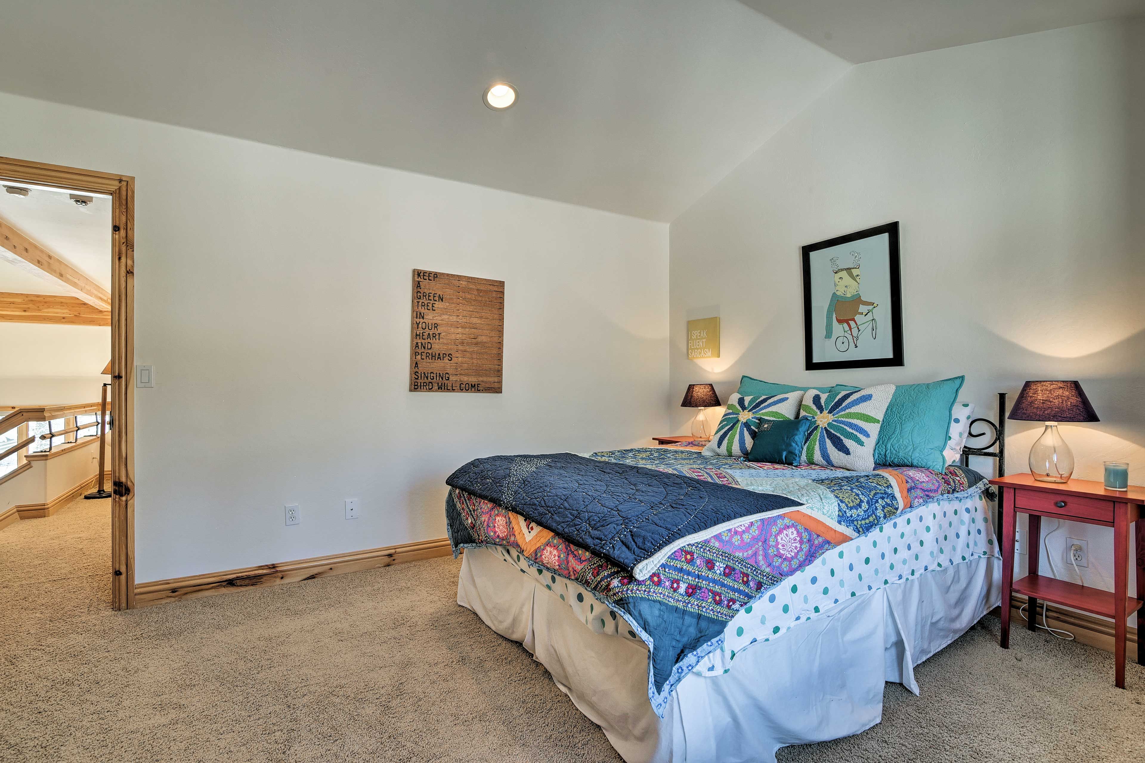 Dive into this cozy queen bed.