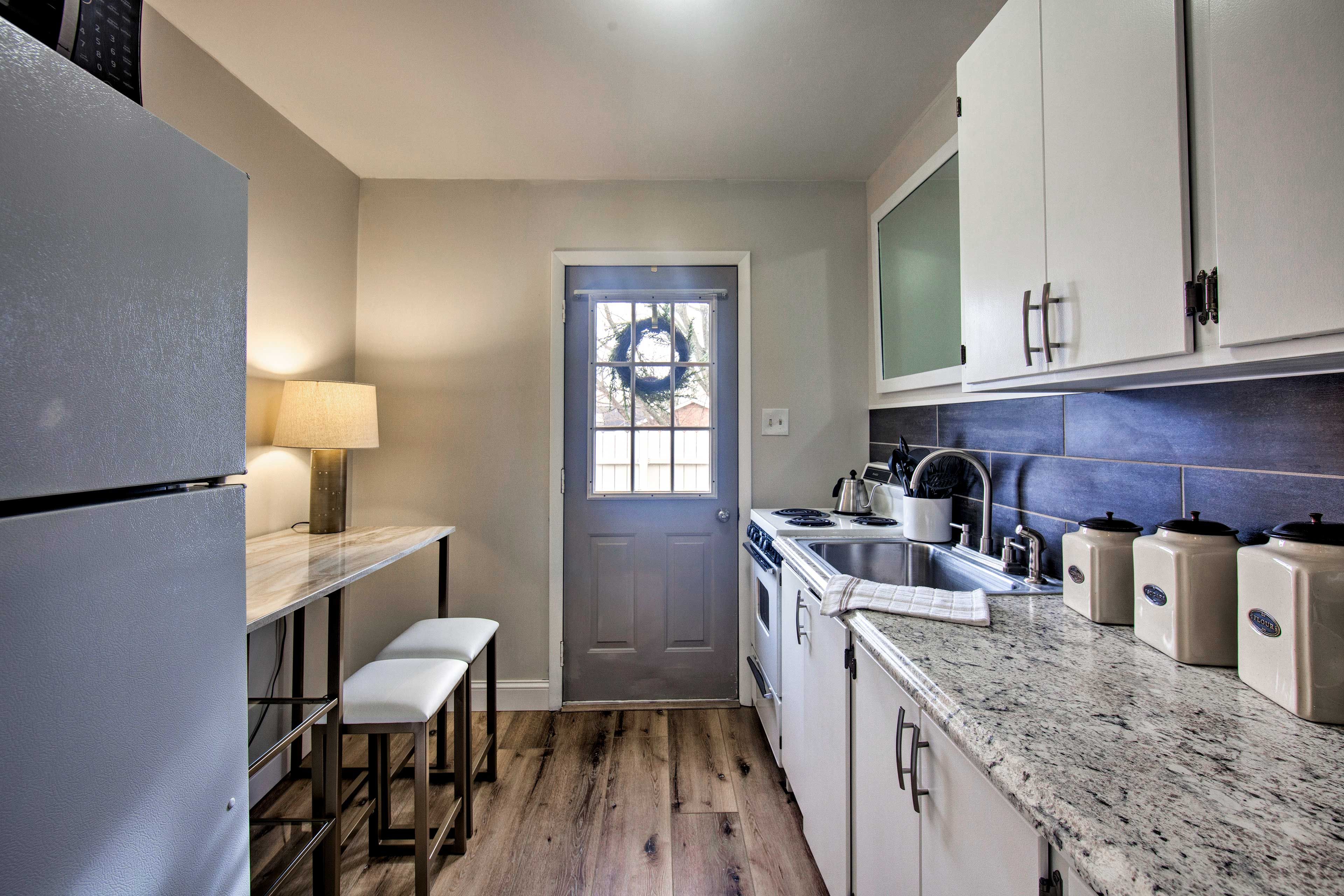 The fully equipped kitchen was recently renovated.