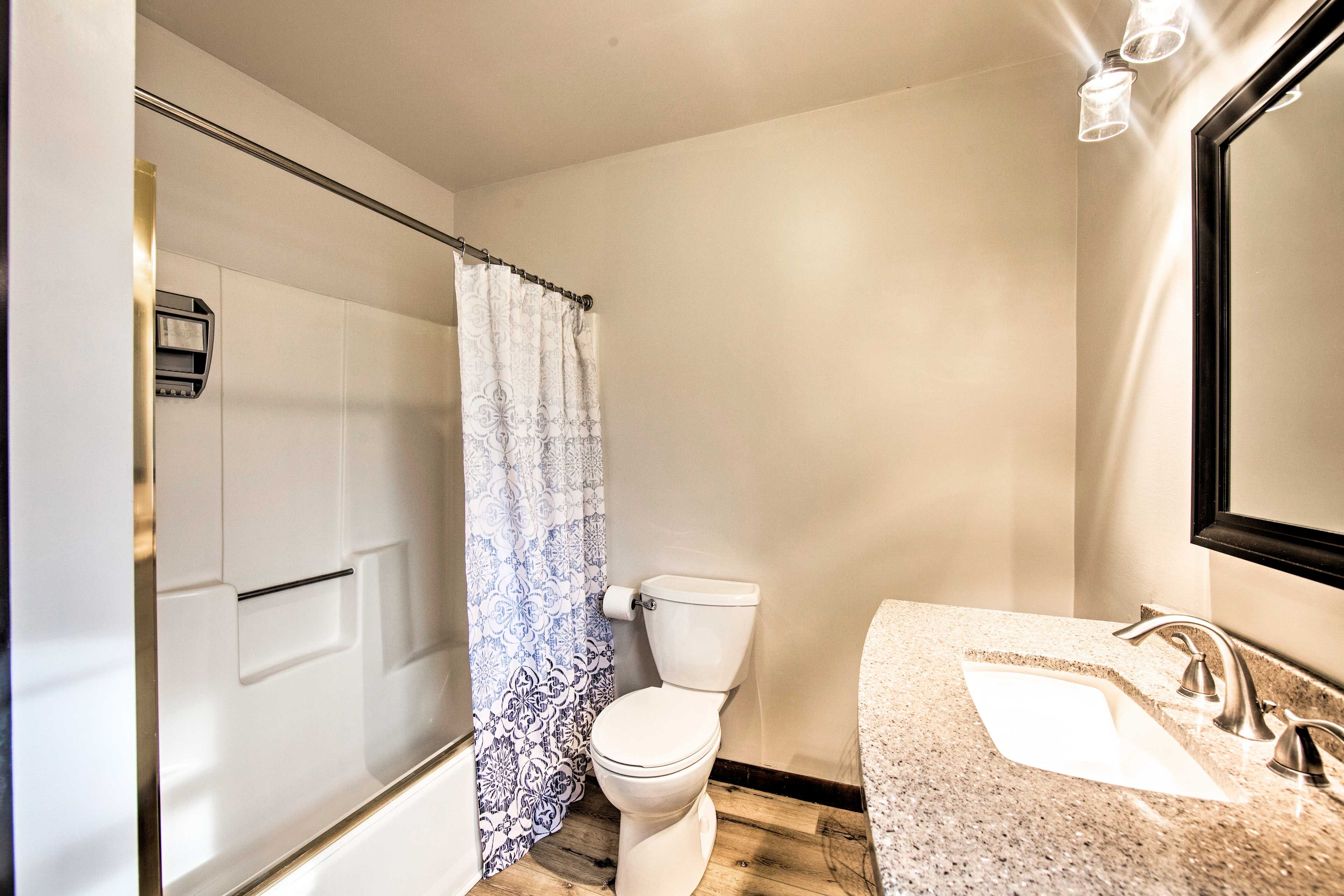 Take a cleansing rinse in the shower/tub combo.