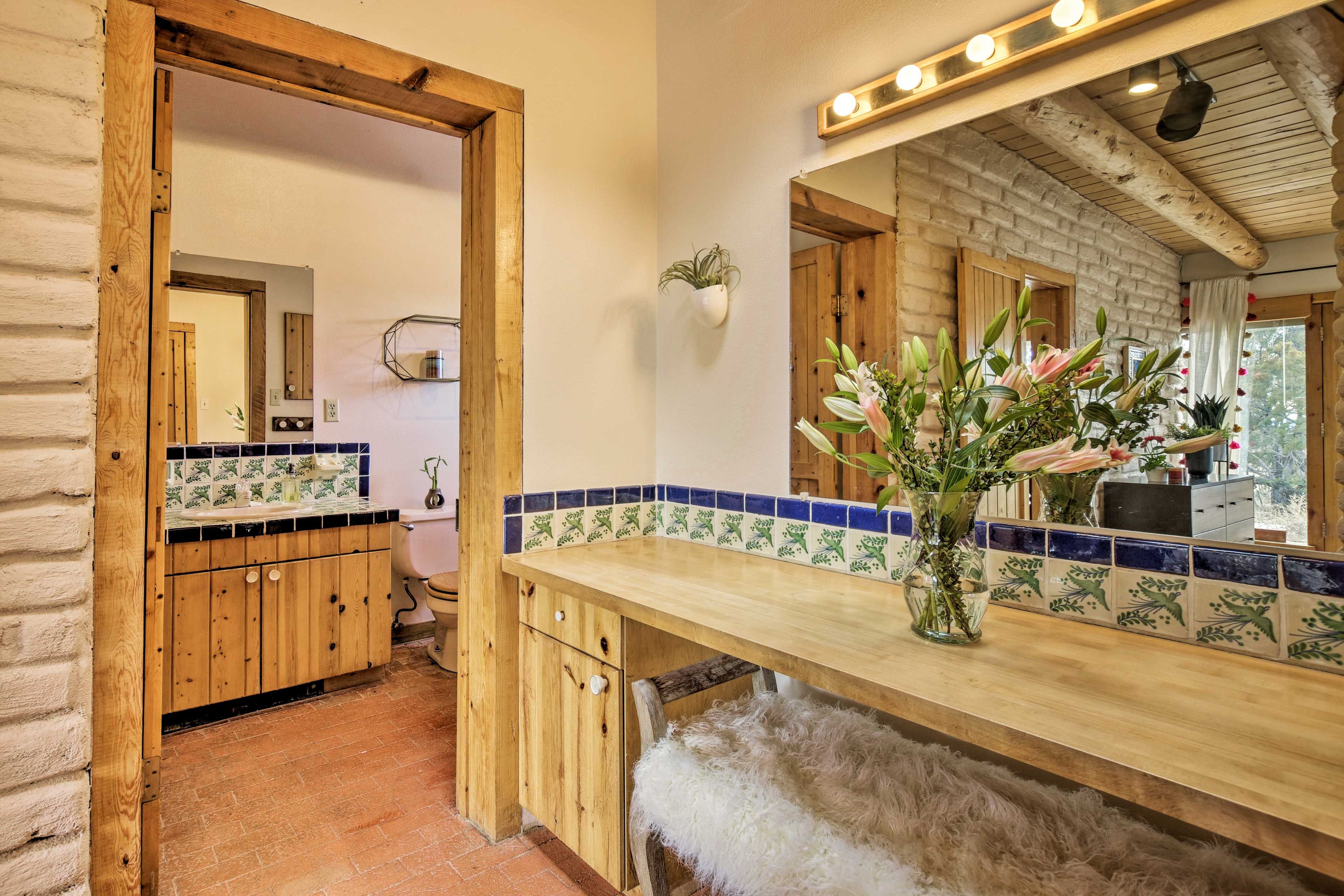 There's plenty of counter space to spread out your toiletries and get ready.