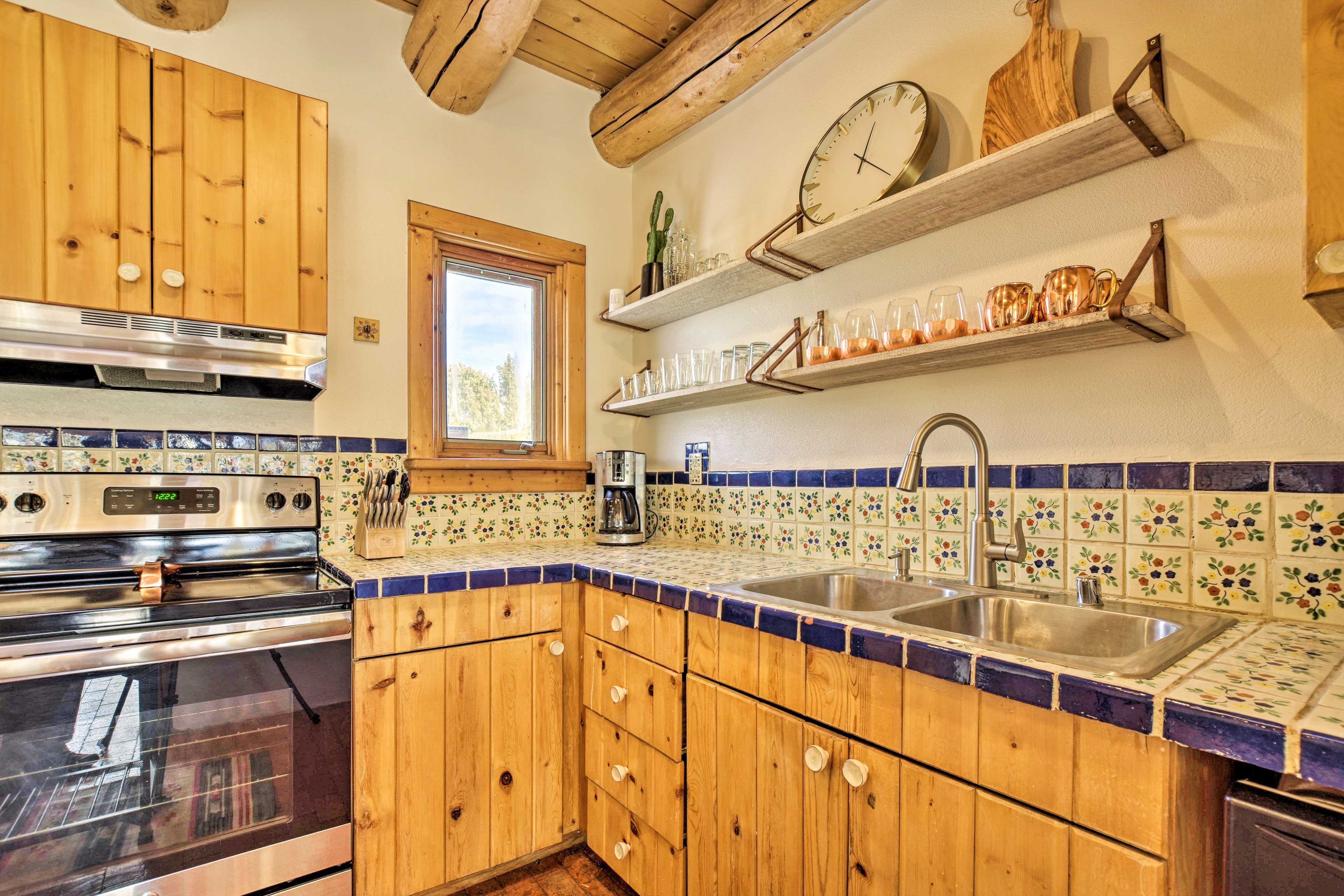 There is ample counter space for you to use.