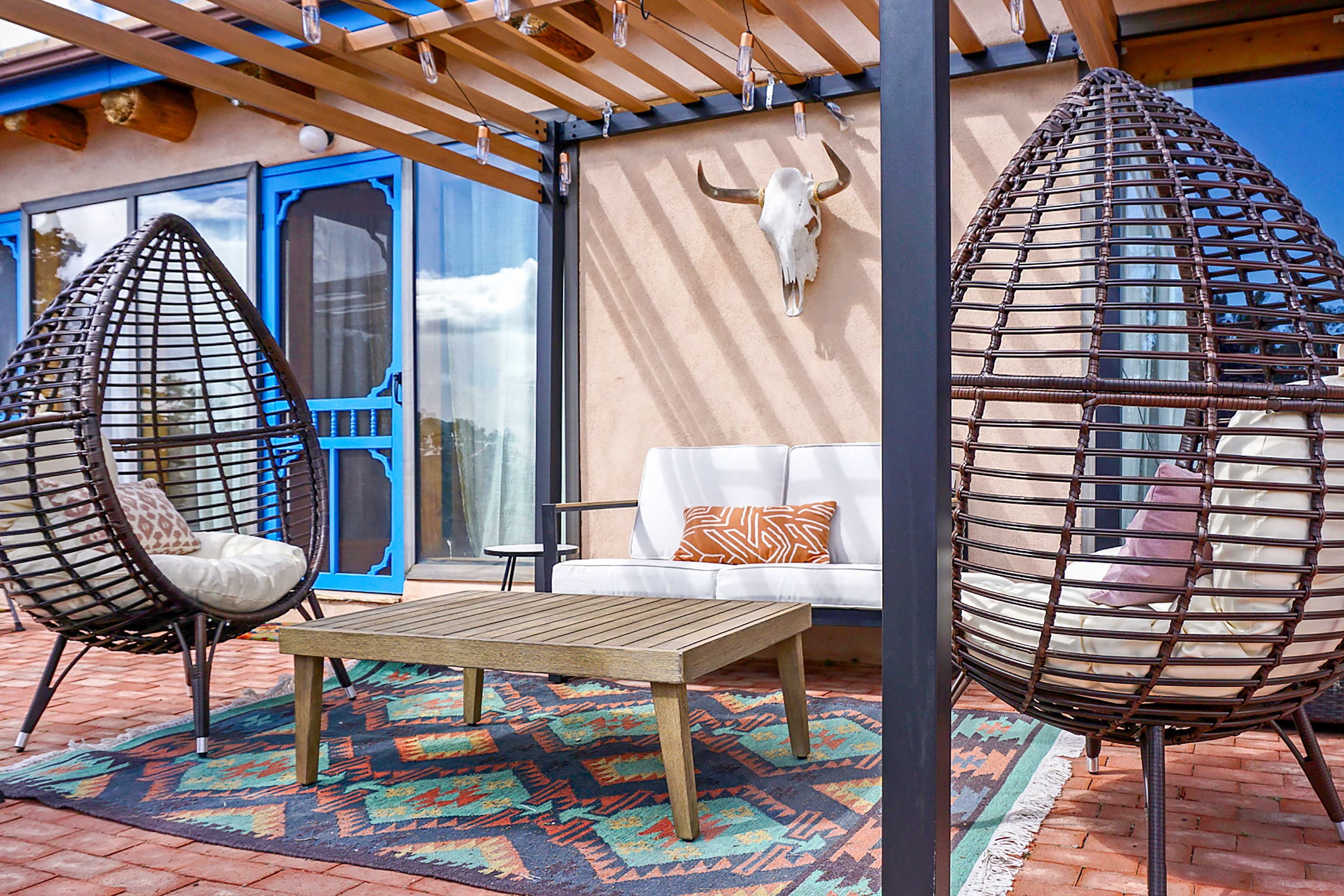 Curl up in the outdoor chairs and map out your day while the sun rises!