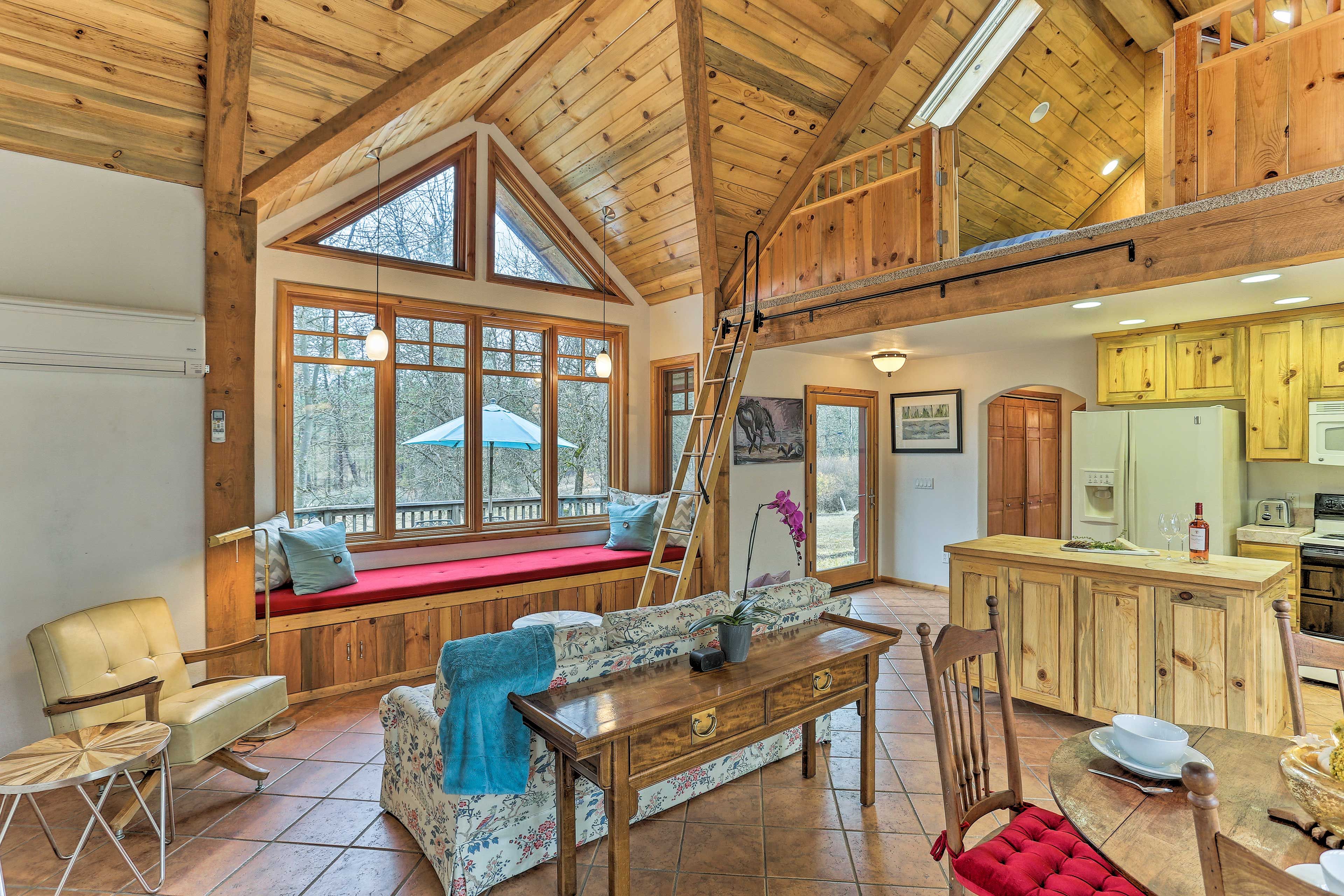 The vacation rental home includes 1 bed, 1 bath, & can accommodate up to 12.