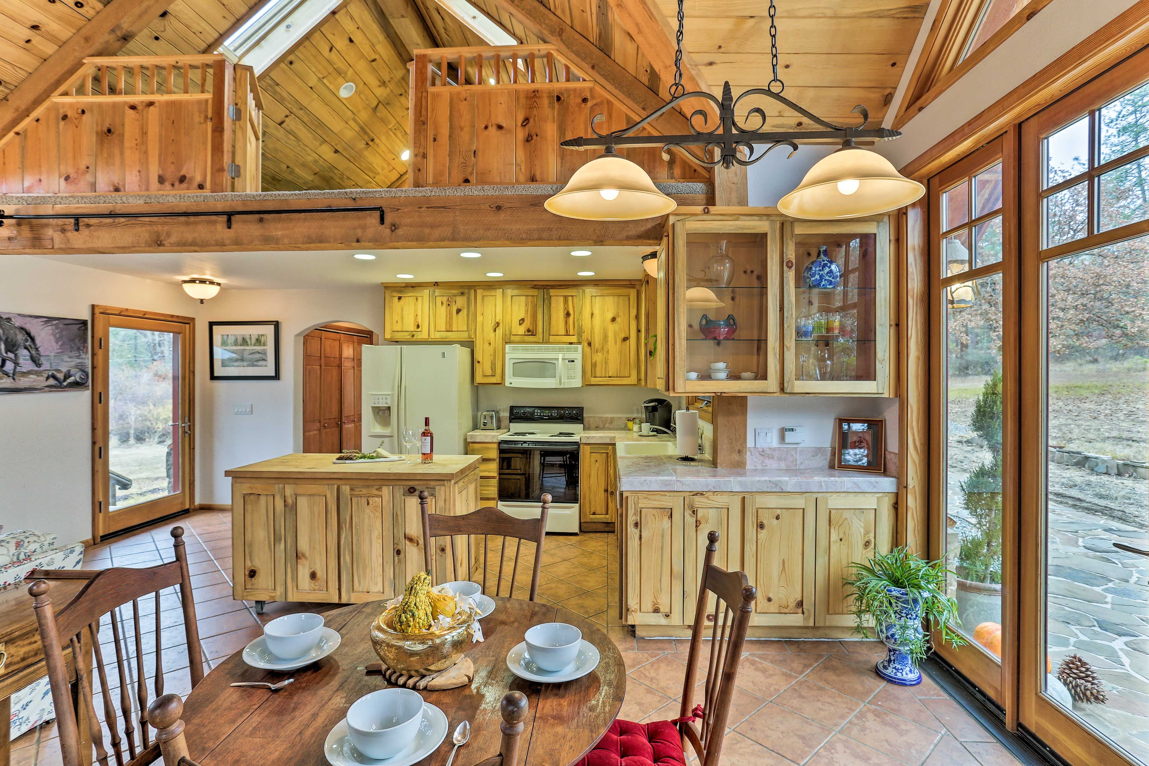 Sleek wood furnishings and tongue & groove ceilings define the interior.