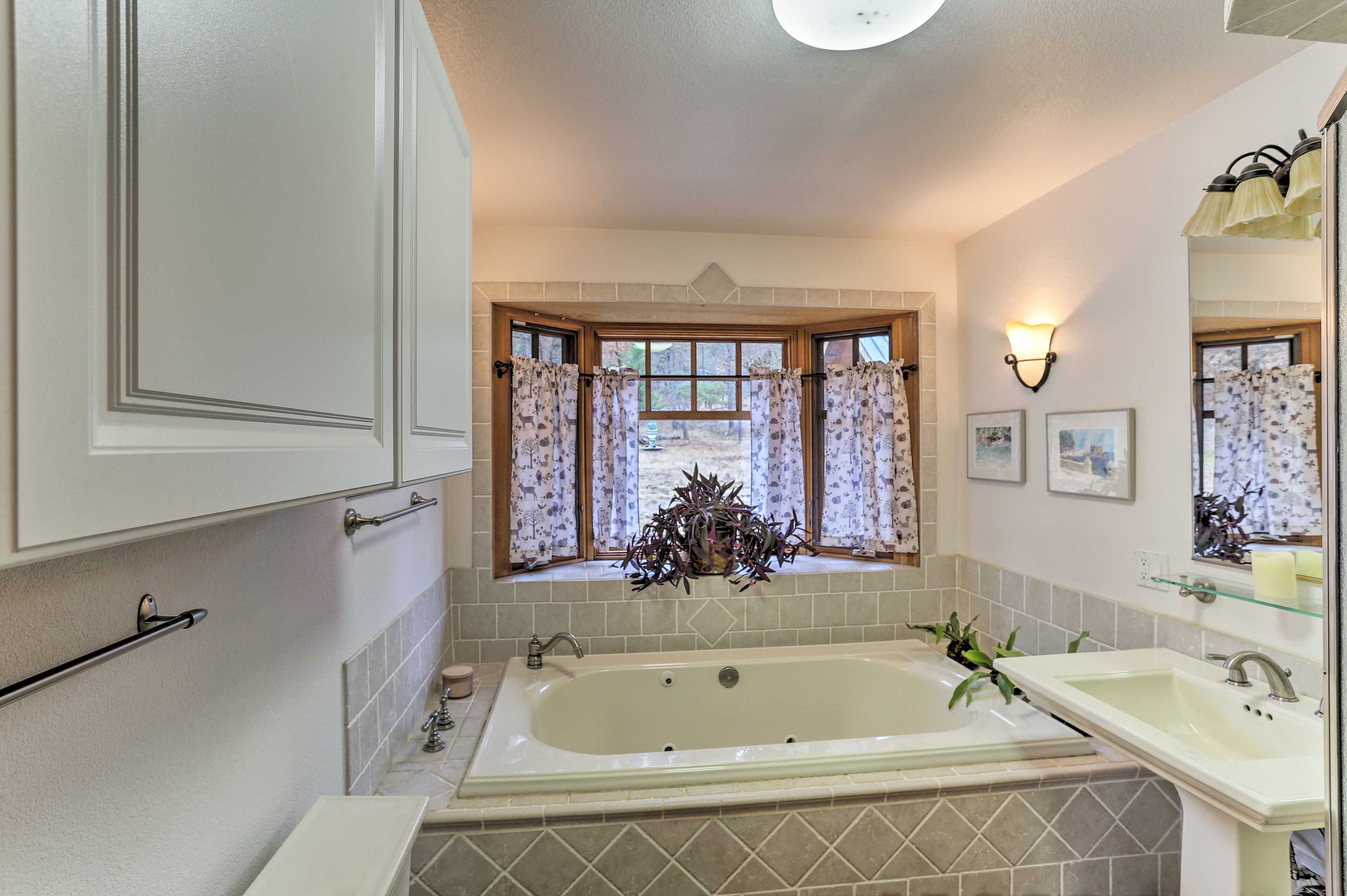 Soak in the spa-like jetted tub before bed.