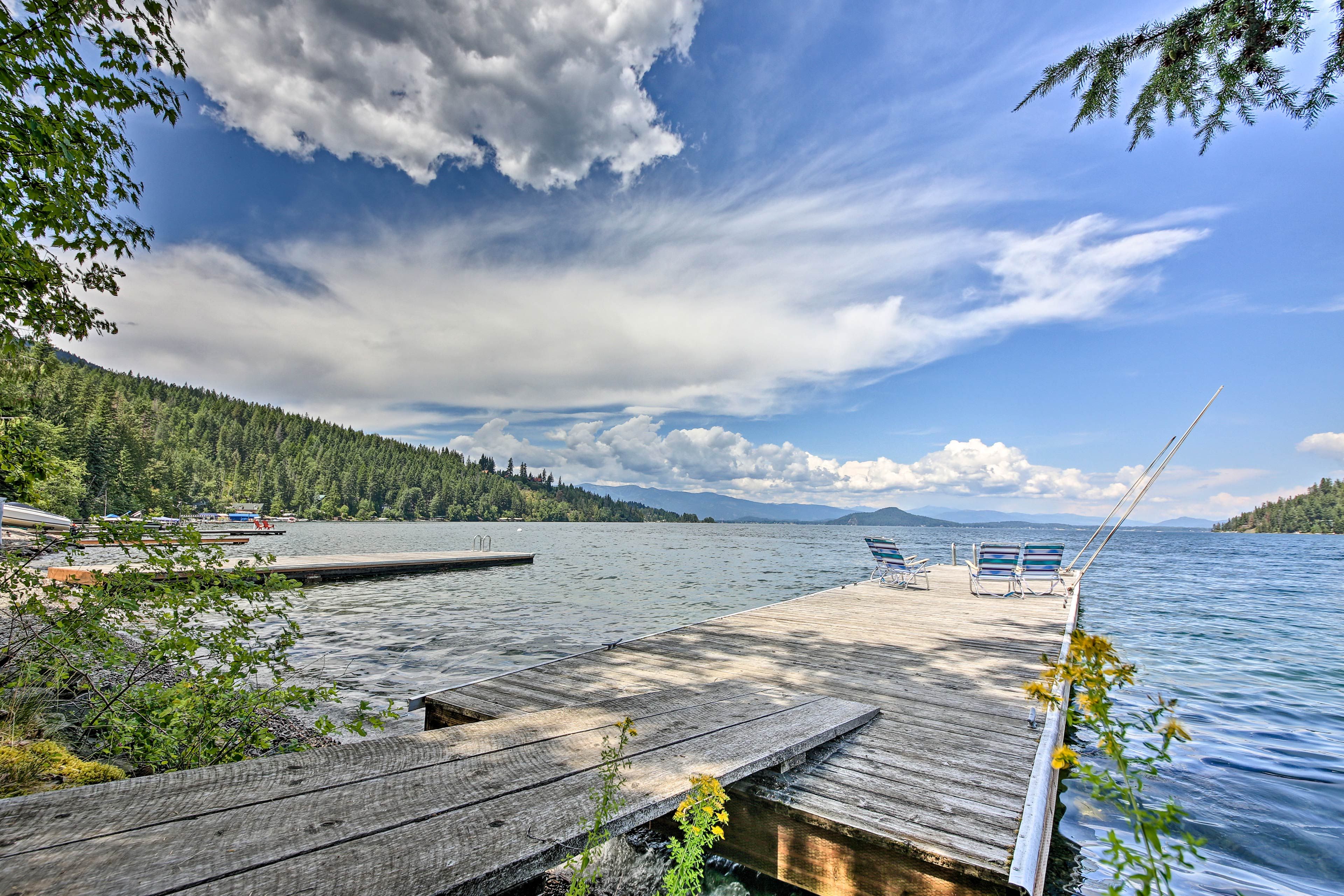 Head to the dock to fish or swim!