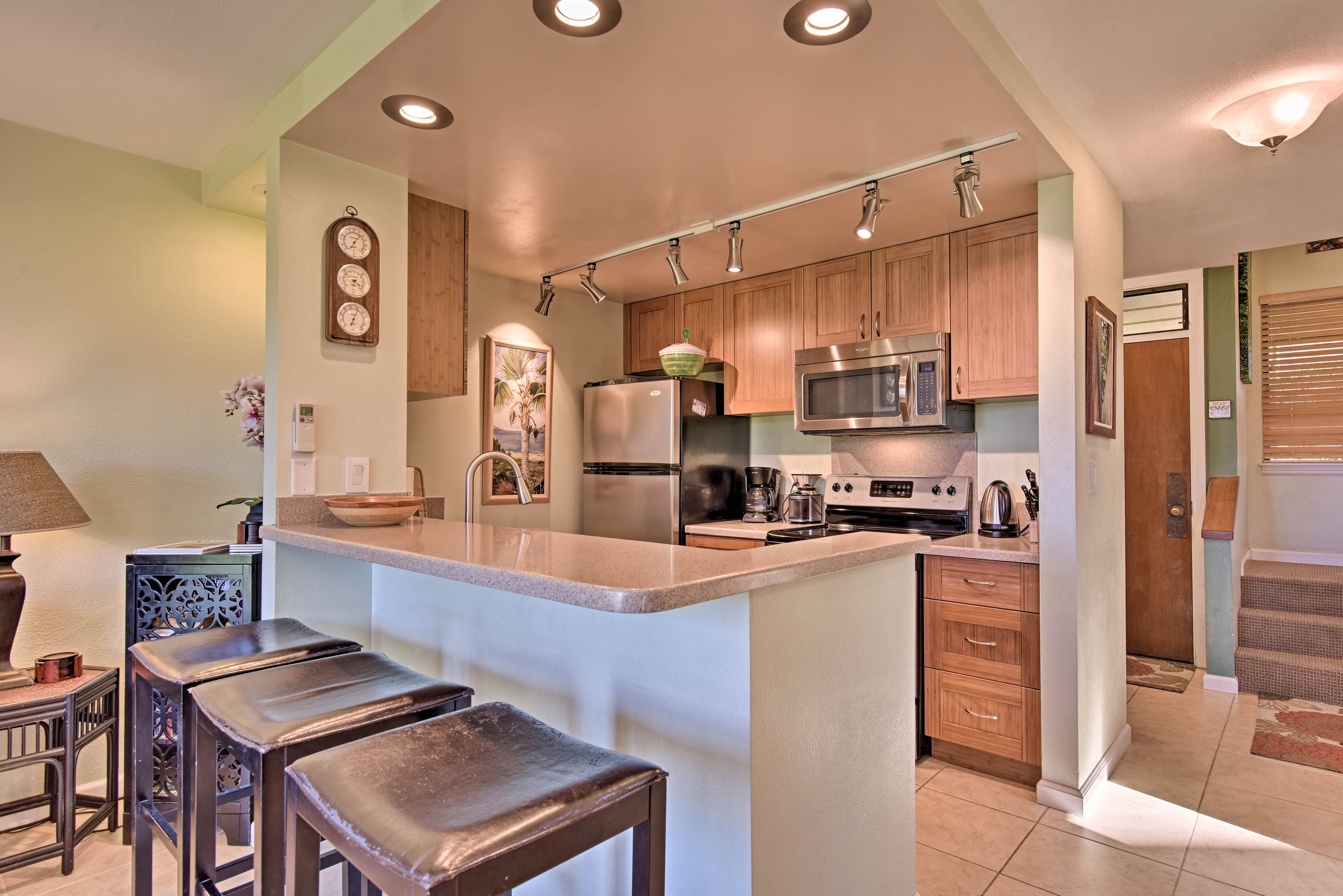Guests can watch you cook from the breakfast bar.