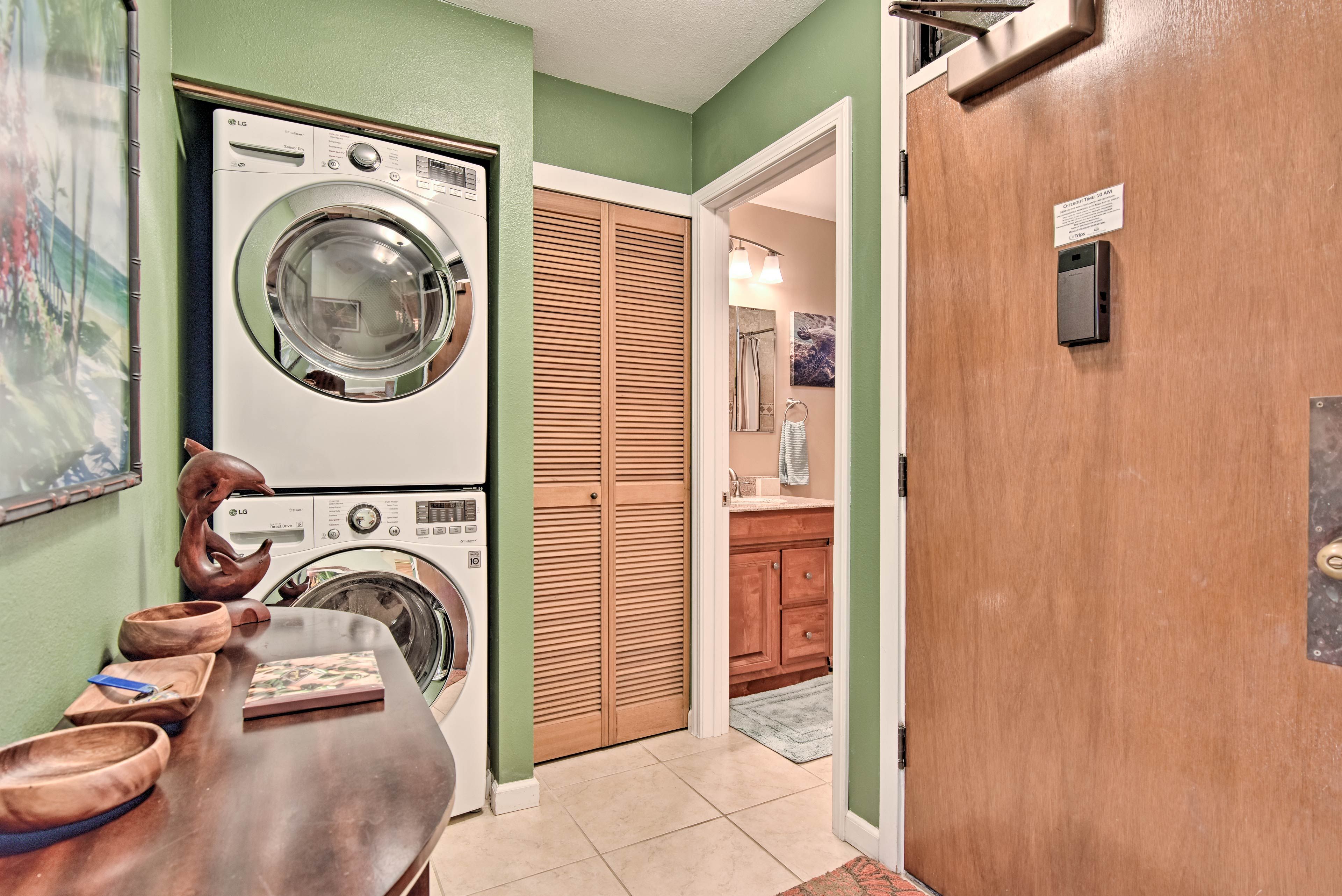 Keep your clothes clean with the washer and dryer.