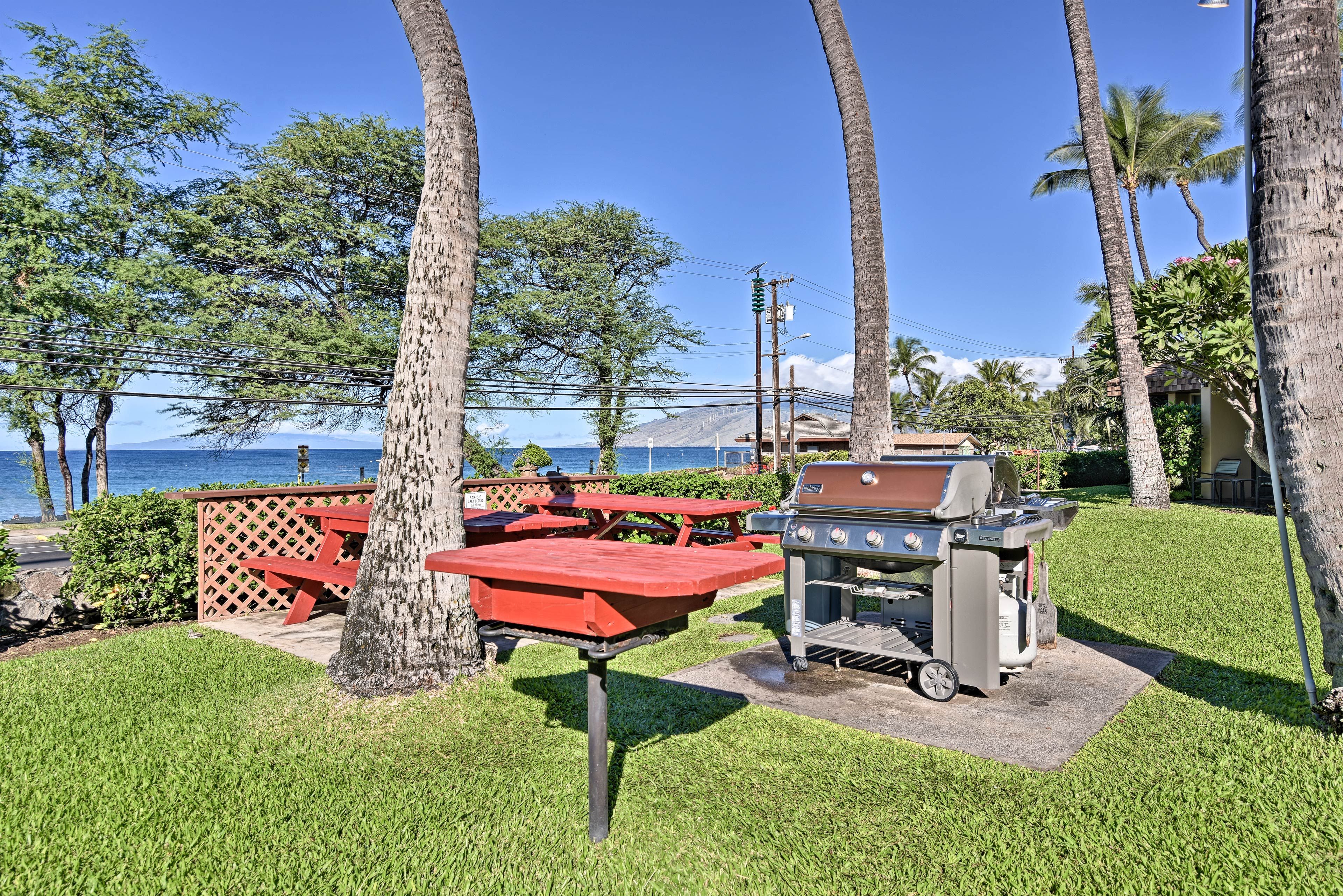 Head to the communal grilling area for a cookout.