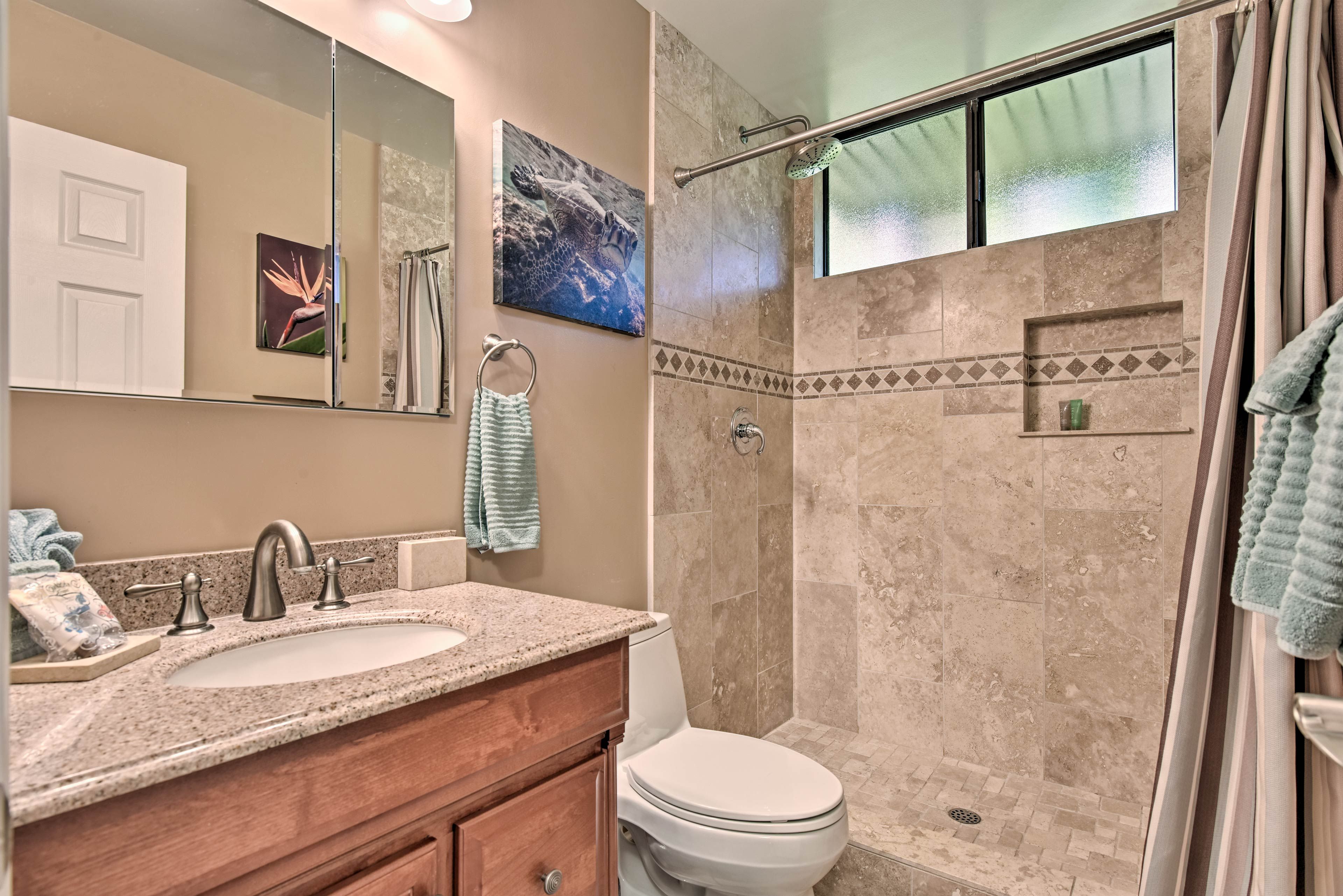 Rinse off in the walk-in shower after beach days!