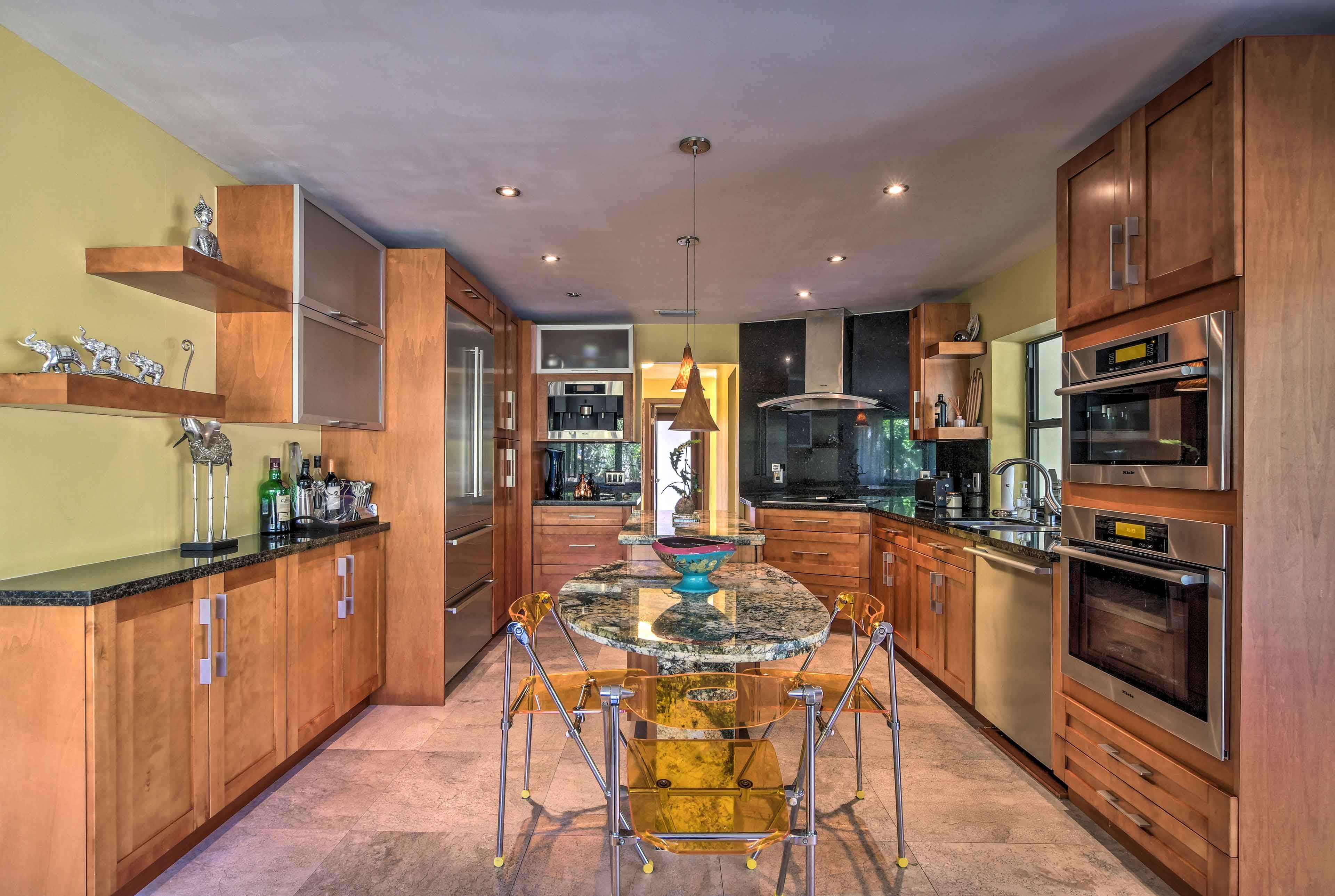 The living room opens into a large kitchen.