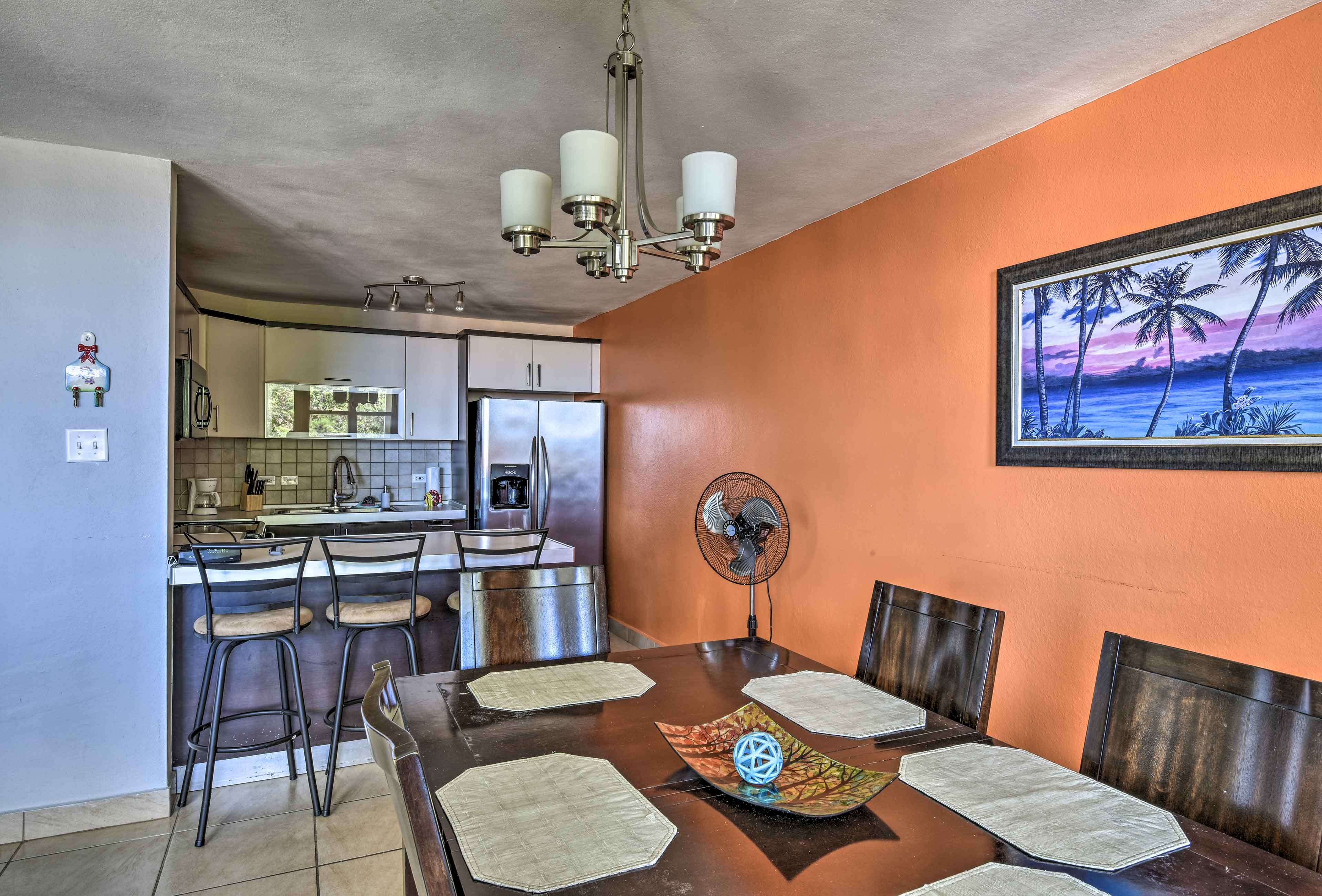 Set the dining table for 6 and gather with your whole crew for a meal.