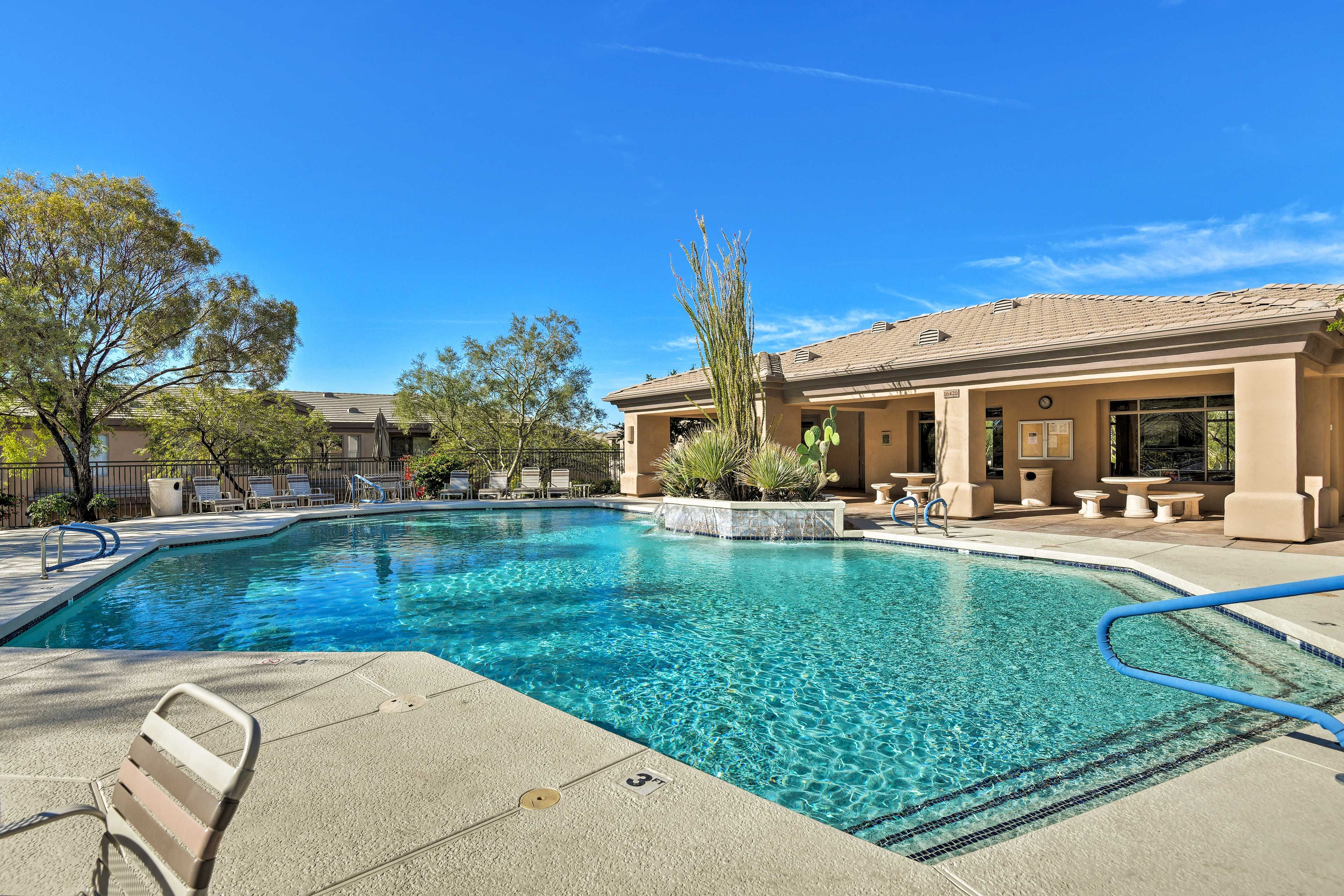 The community has 2 heated pools and 2 hot tubs.