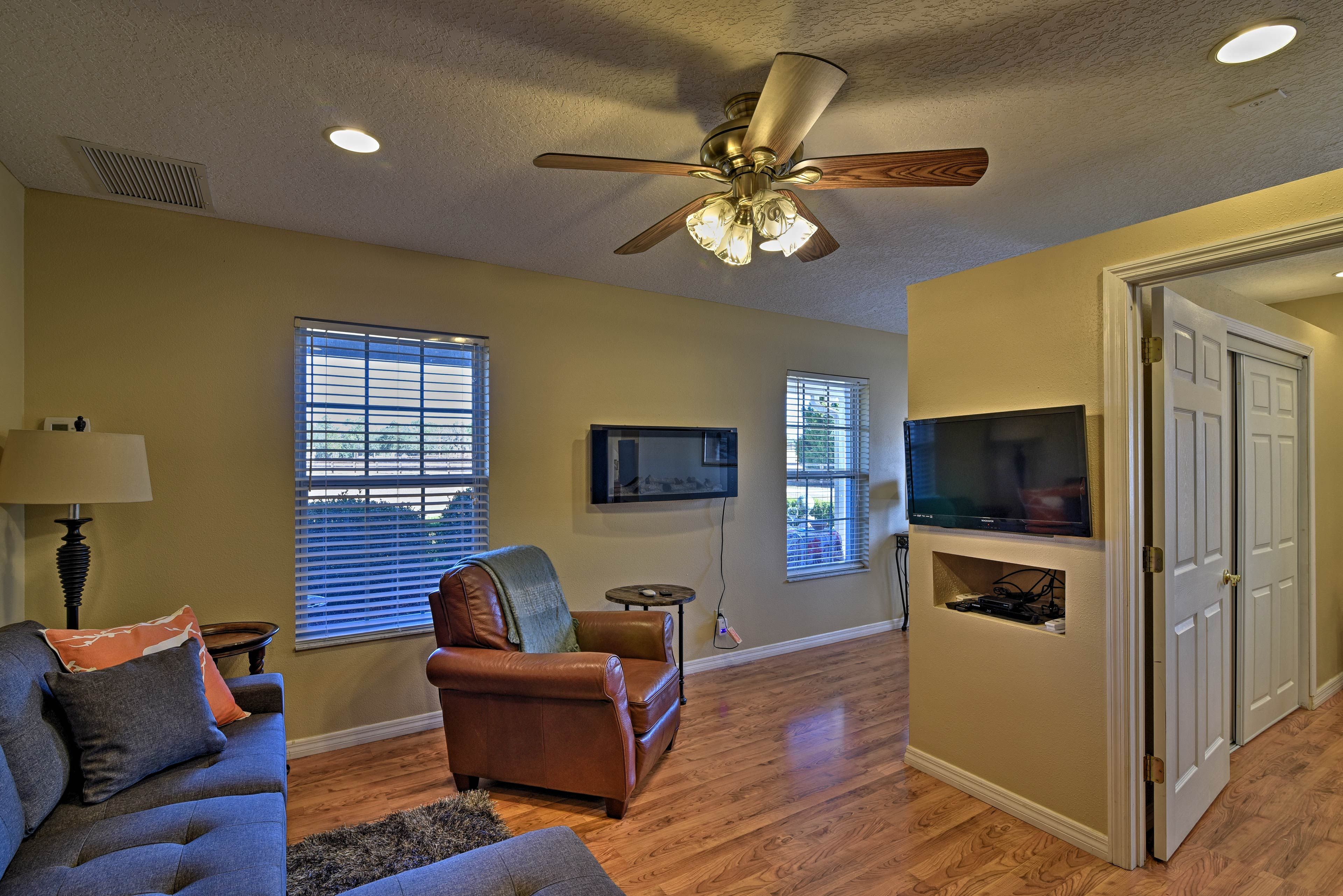 Watch a show on the flat-screen TV.