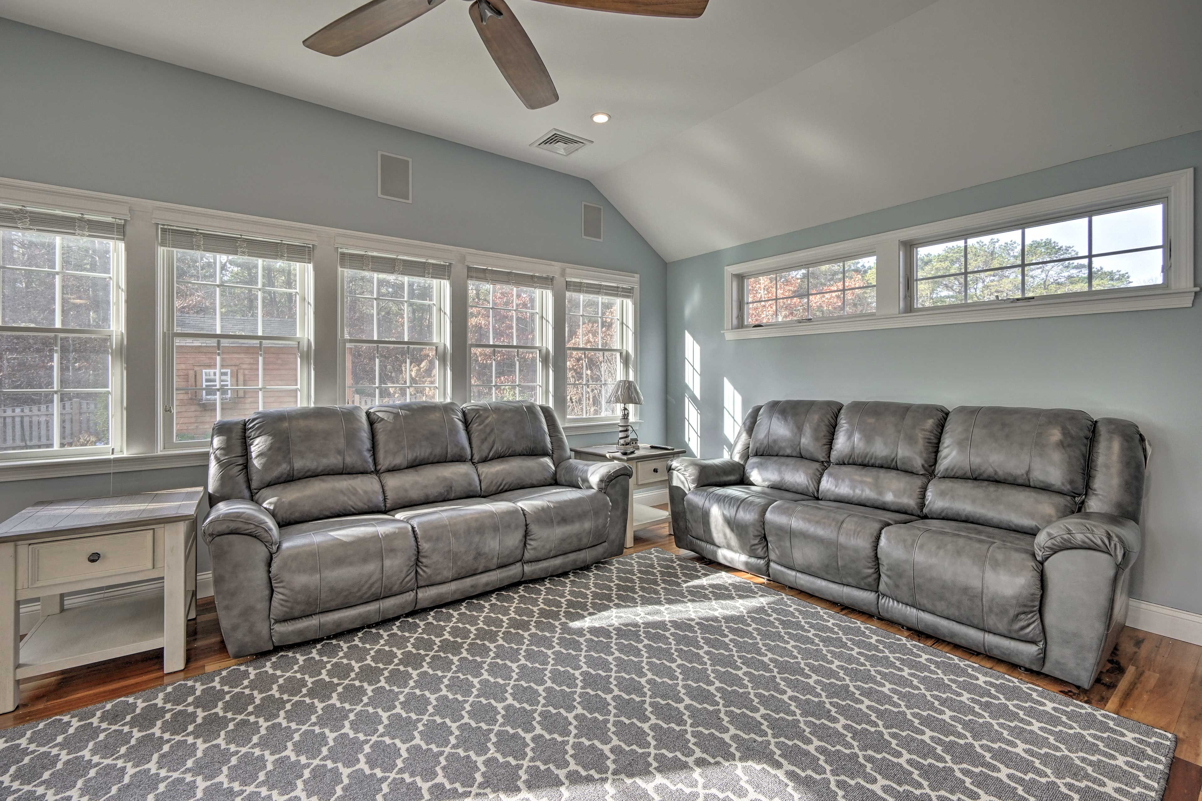Gather around the flat-screen TV for a family movie night.
