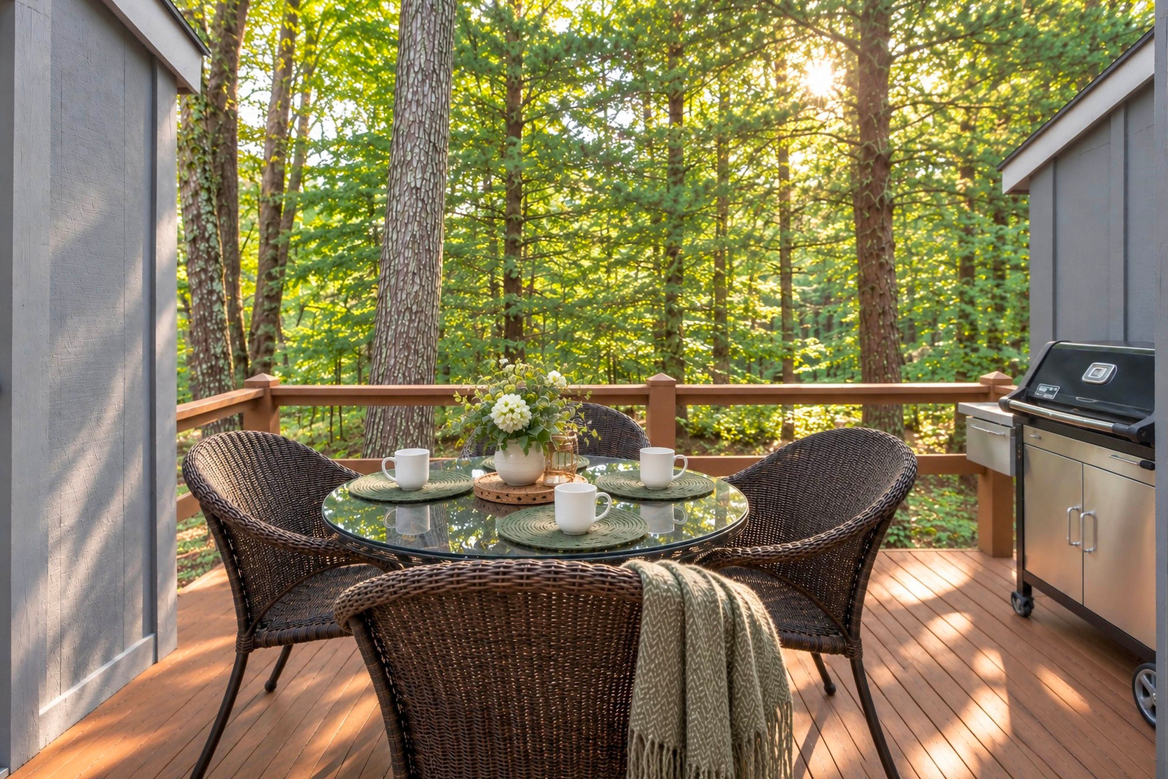 Private Wooded Deck | Outdoor Dining & Grilling