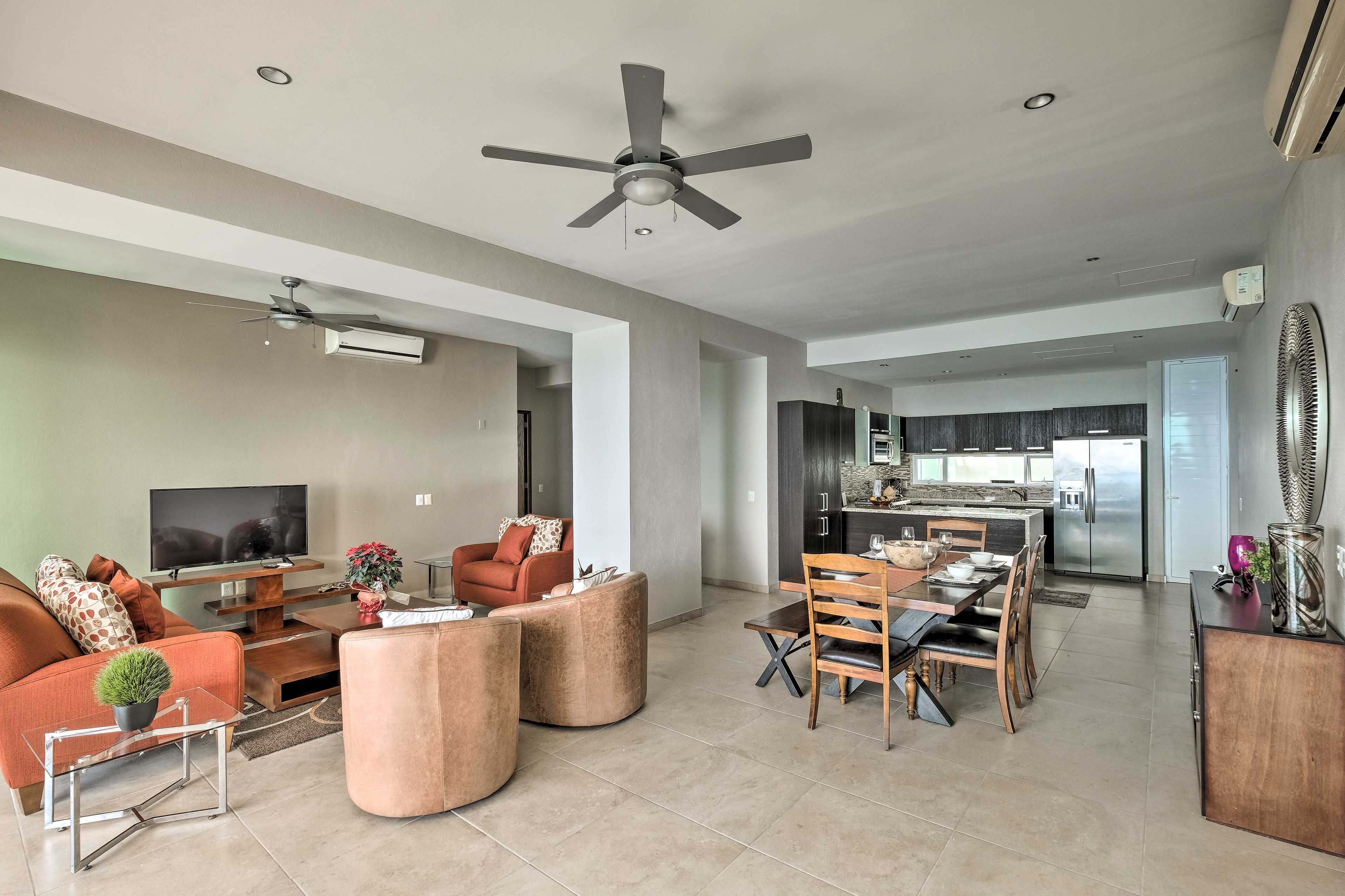 The 2,000-square-foot condo features a bright and airy open layout.