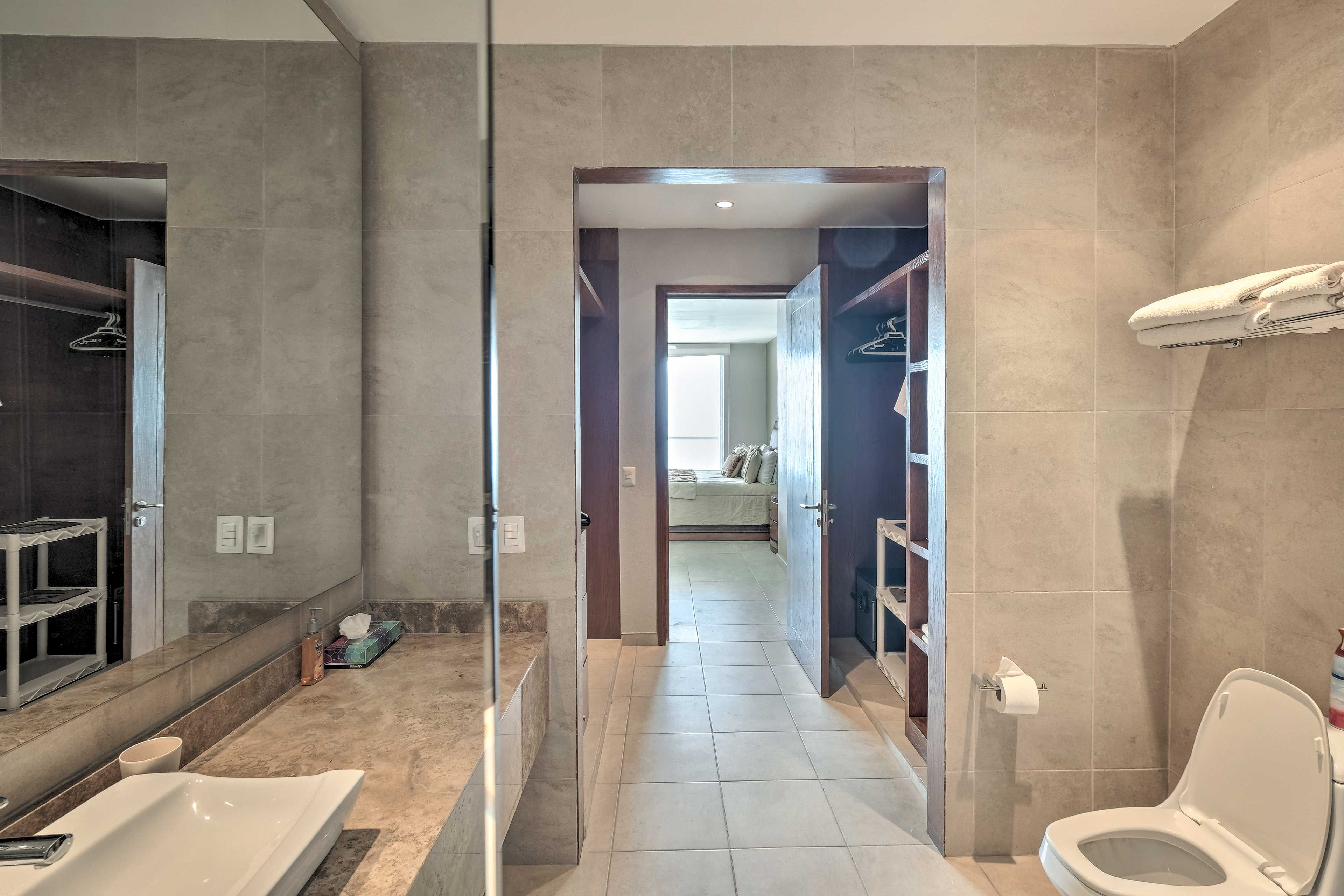 There's a large closet and spacious en-suite bath.