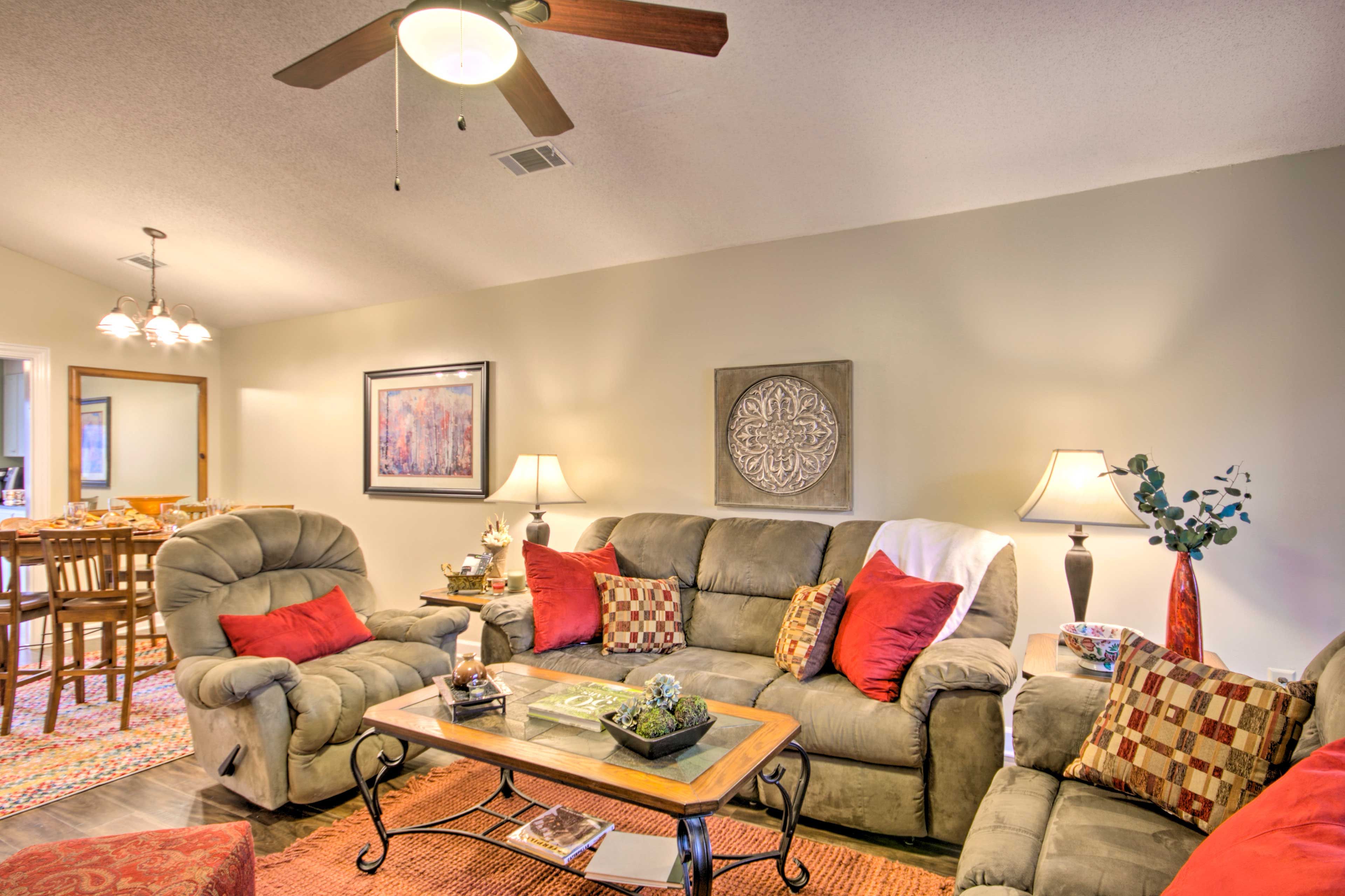Kick back on the recliner or couches in the living room.