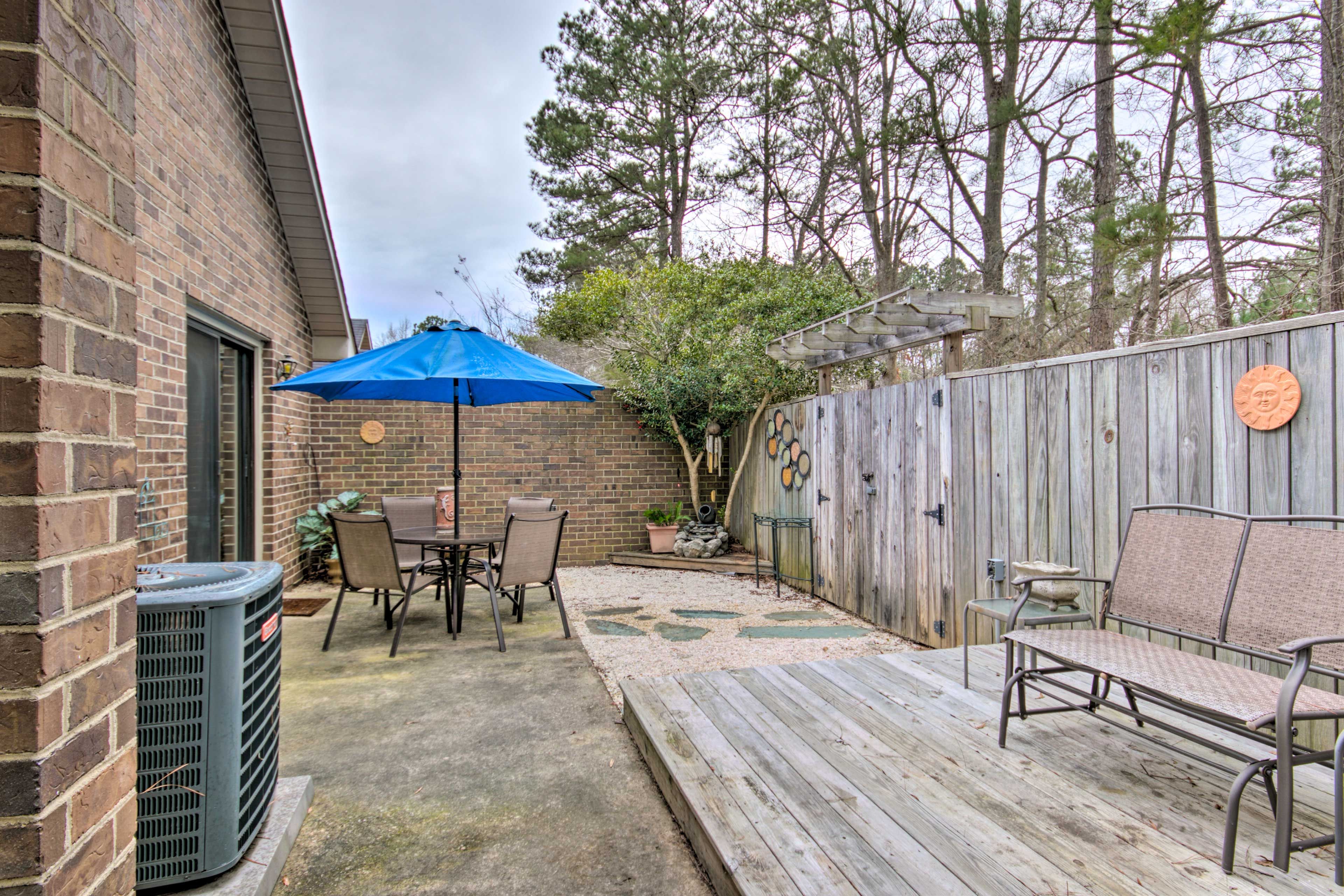 Dine al fresco on the private patio.