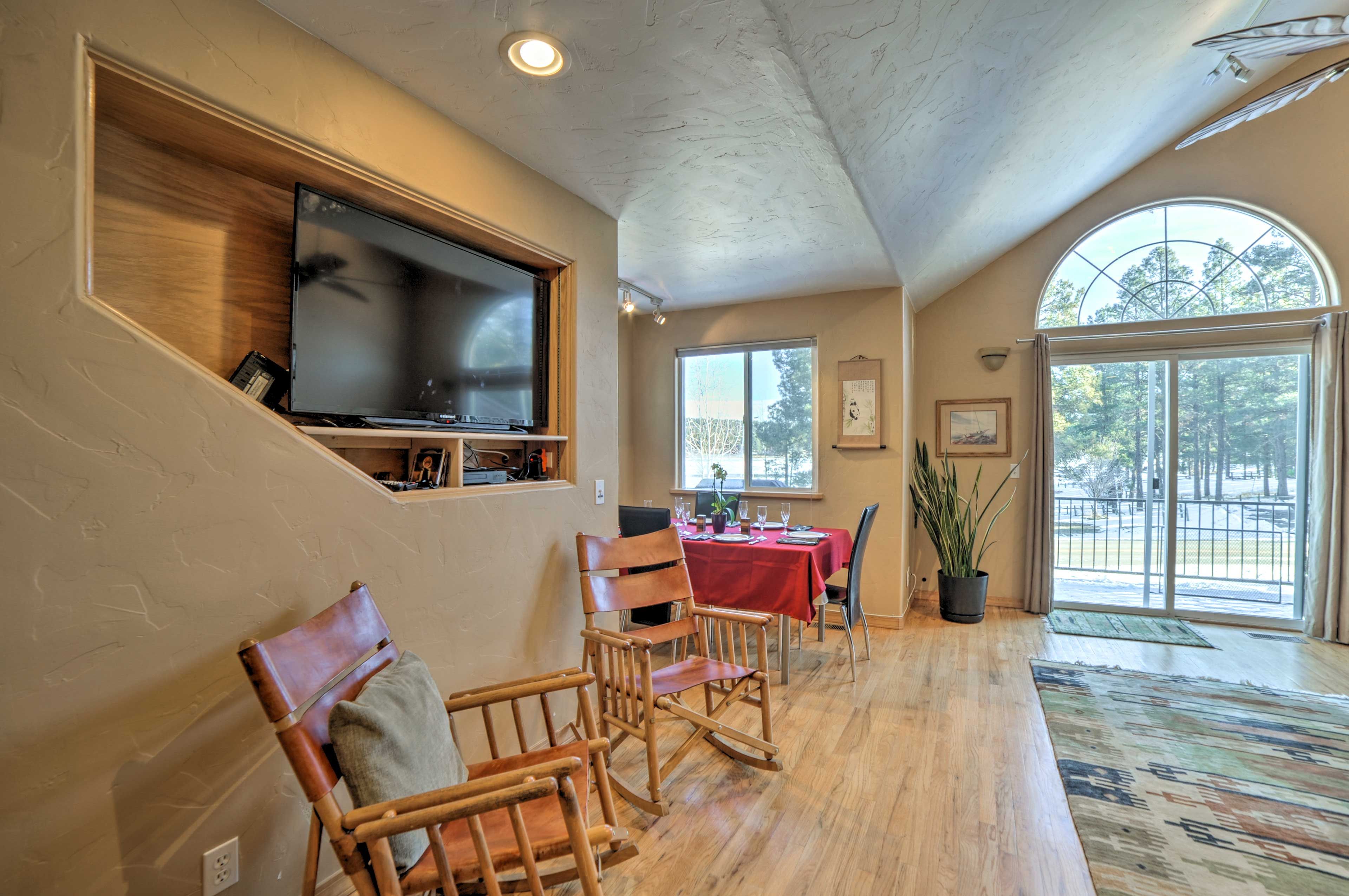 Watch family favorites on the flat-screen TV.