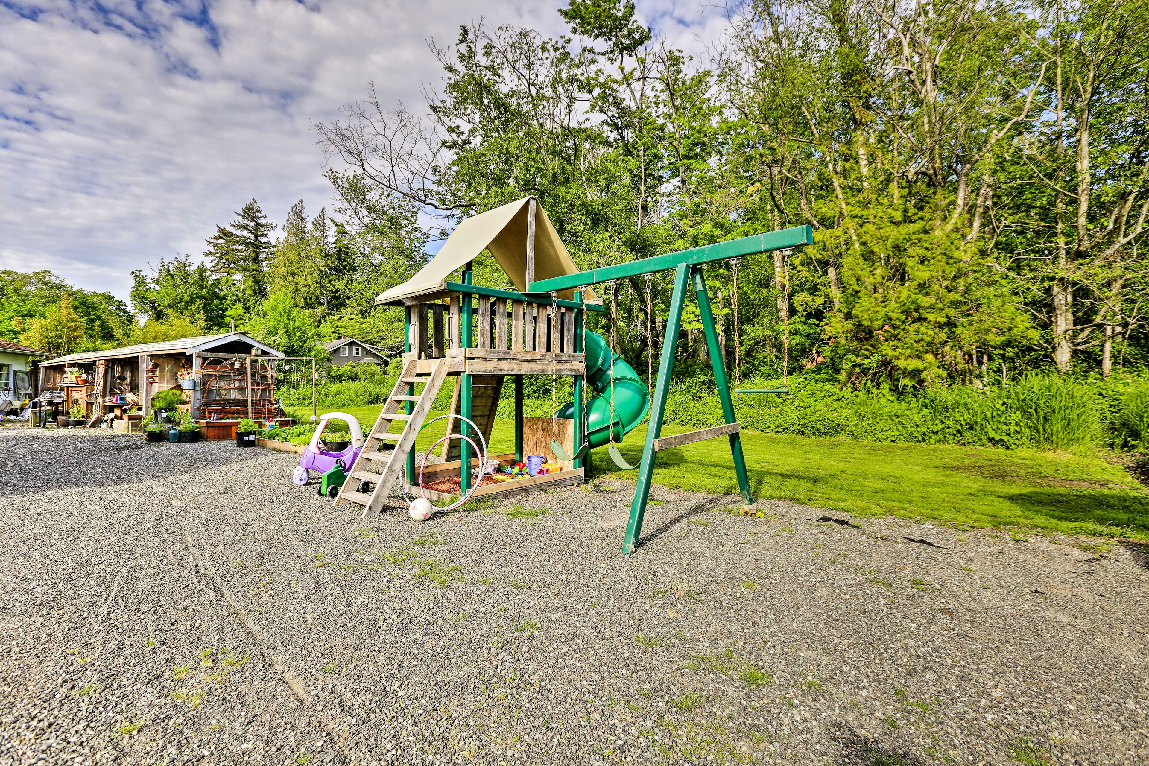 Kids will love the swing set.