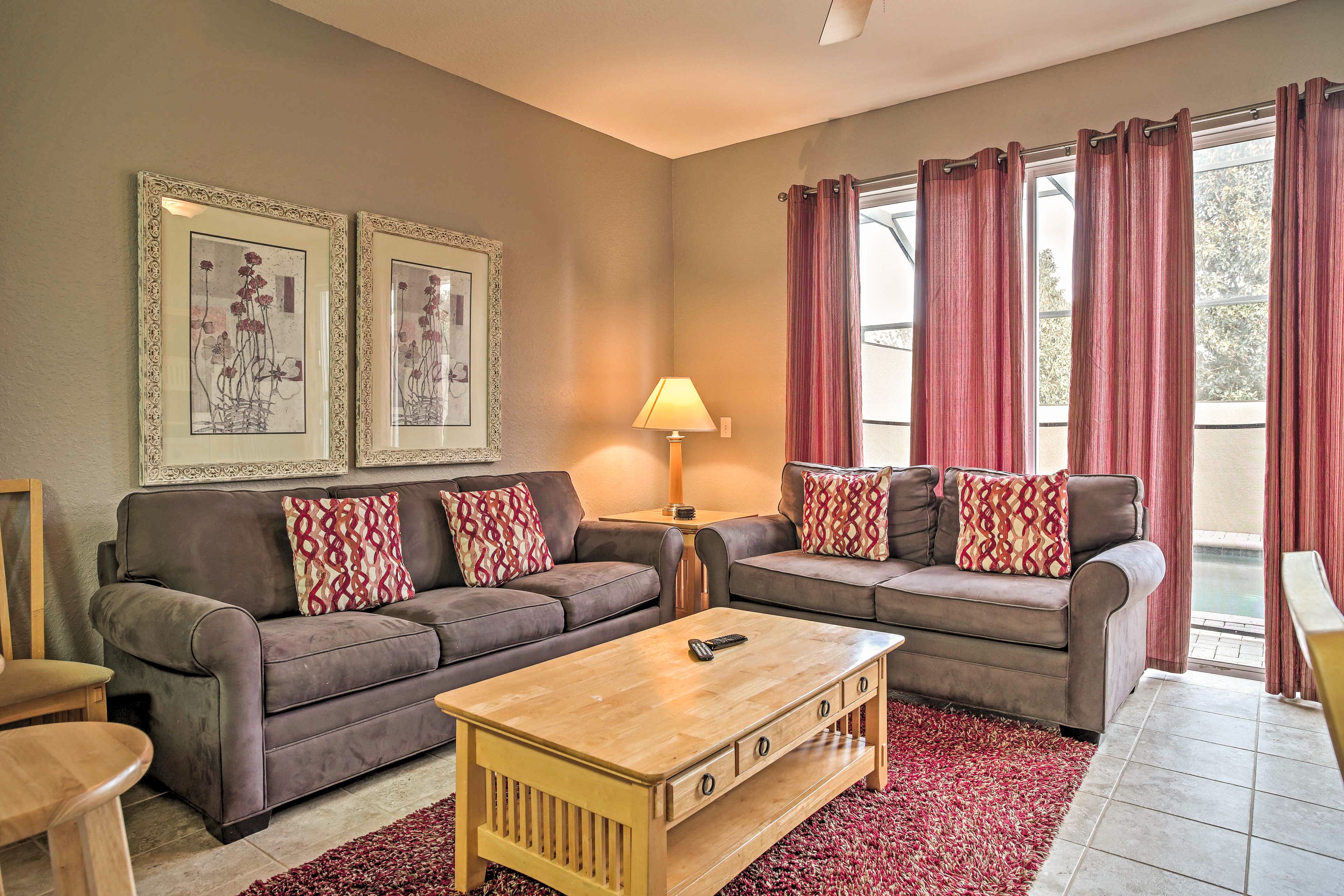 Spend your downtime lounging on the sofas in the living room.