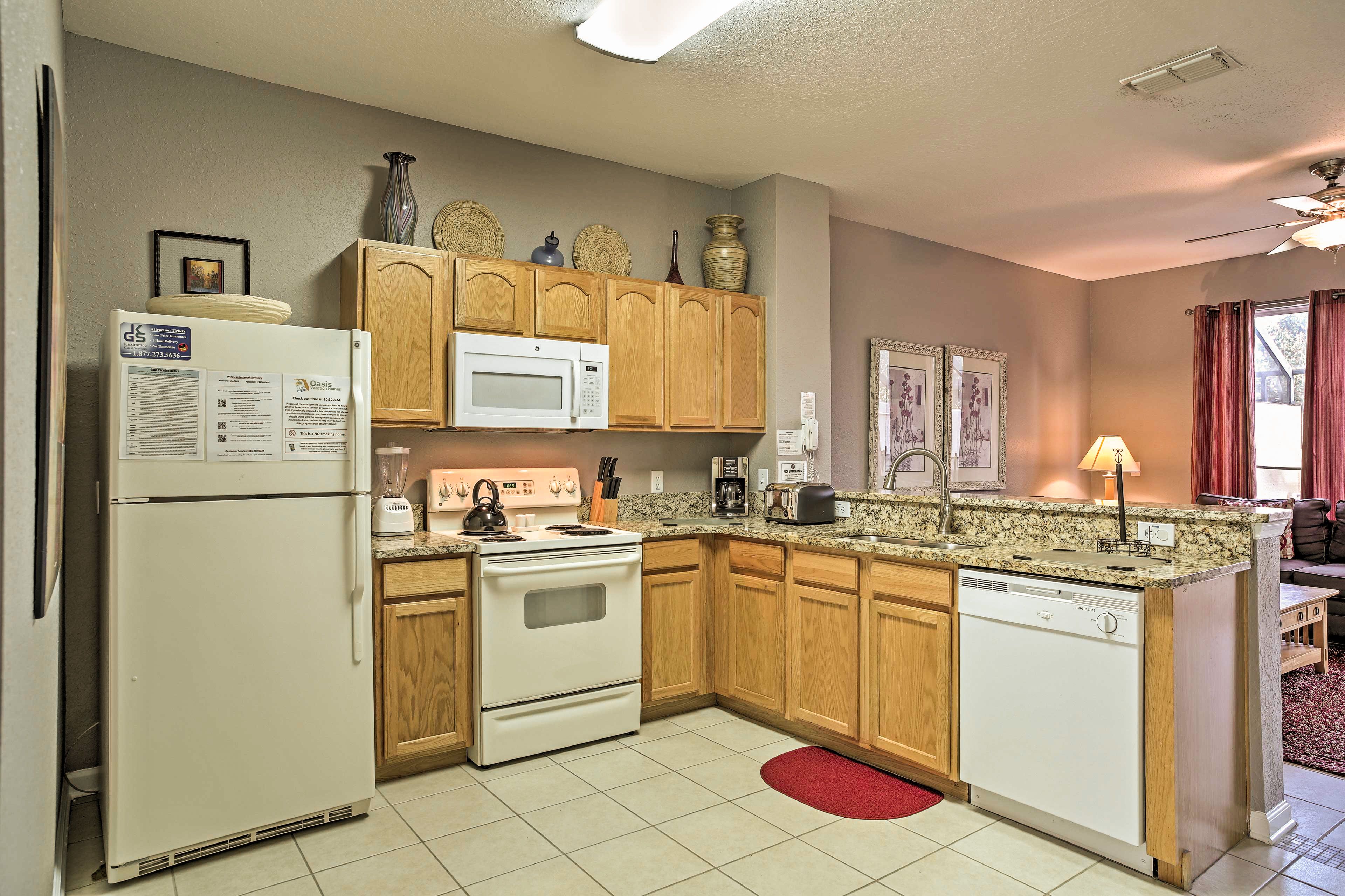 Whip up a tasty meal in the fully equipped kitchen.