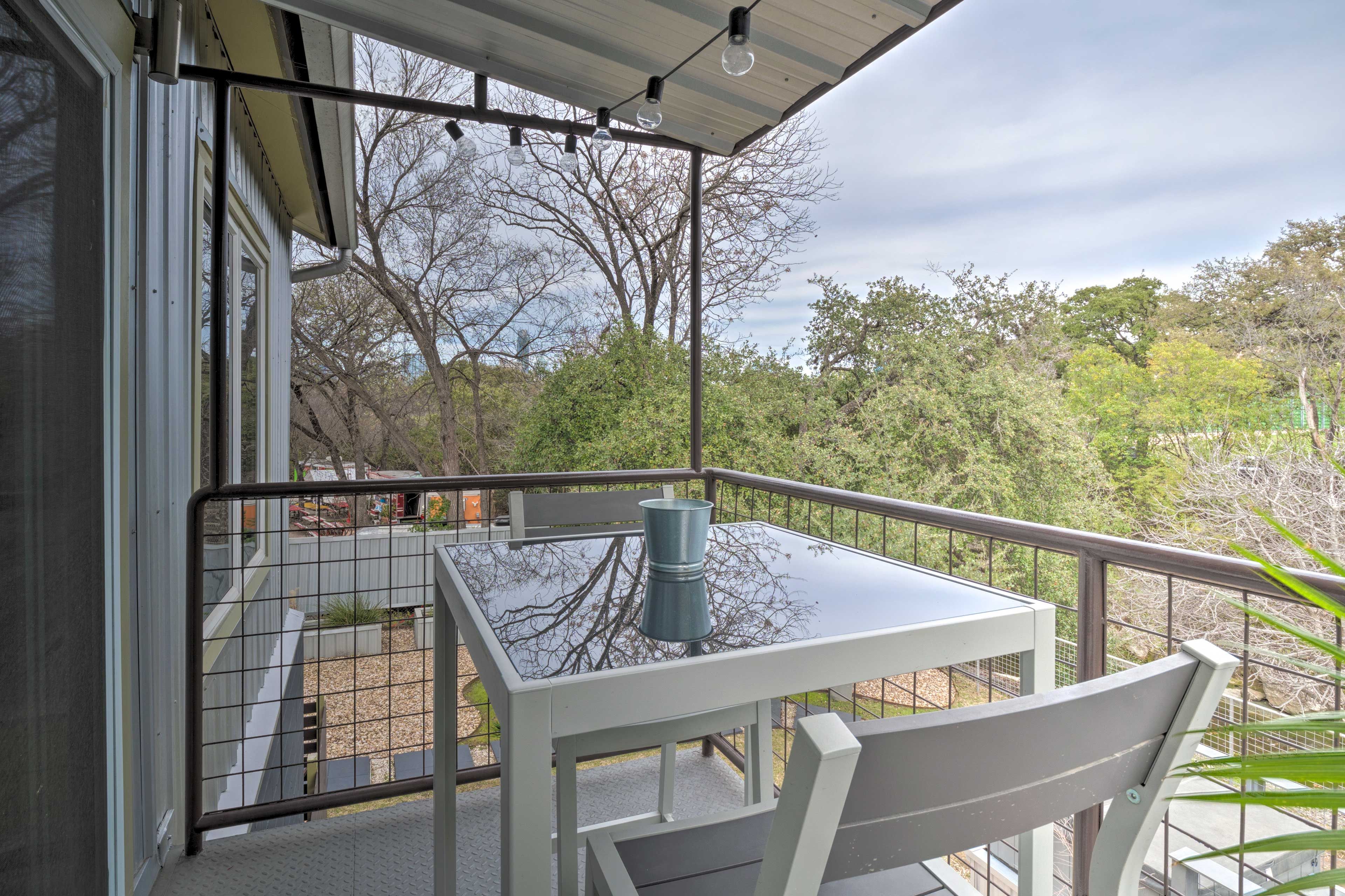 This apartment boasts a private balcony to relax on!