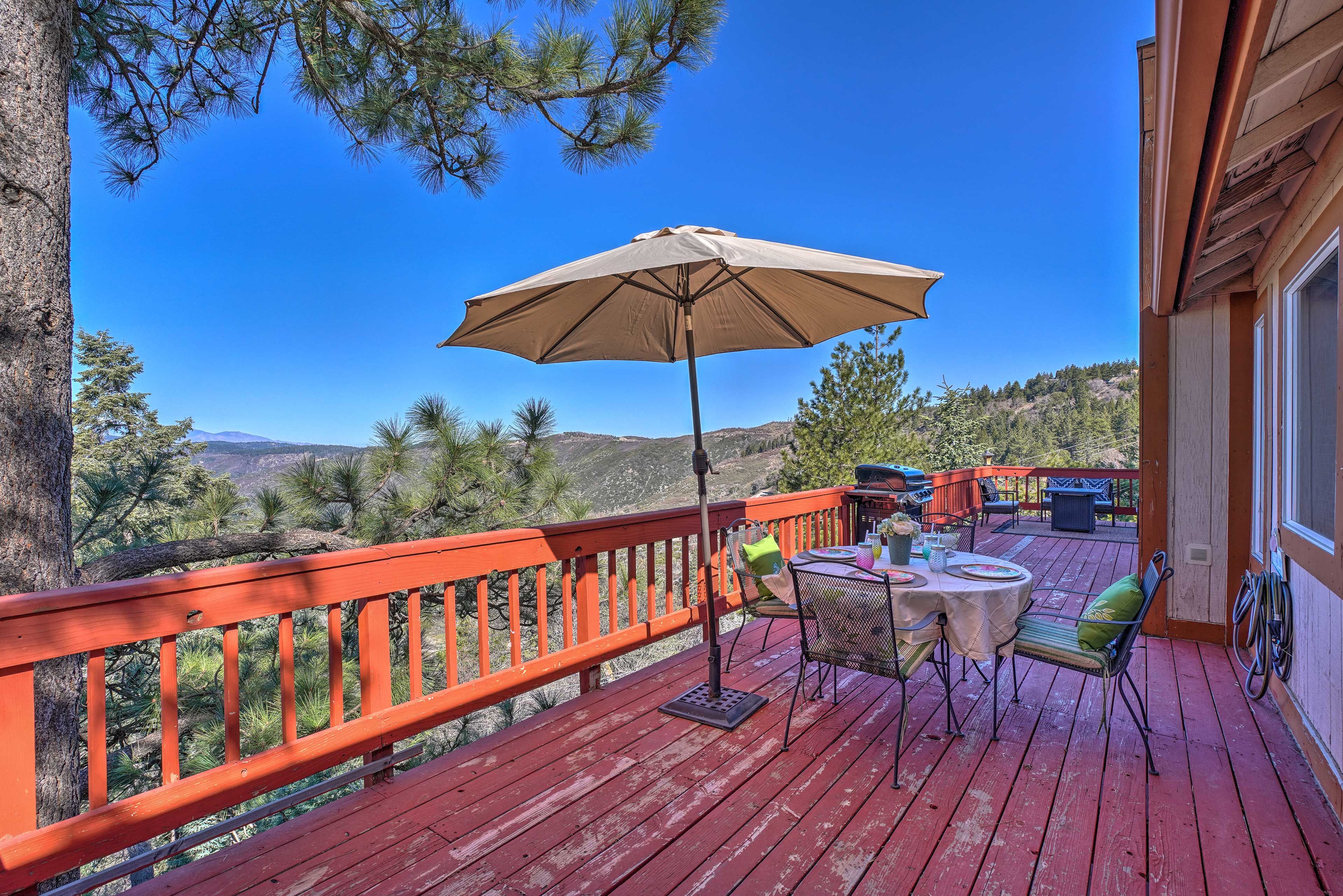 Enjoy panoramic views of the San Bernardino Mountains at this vacation rental!