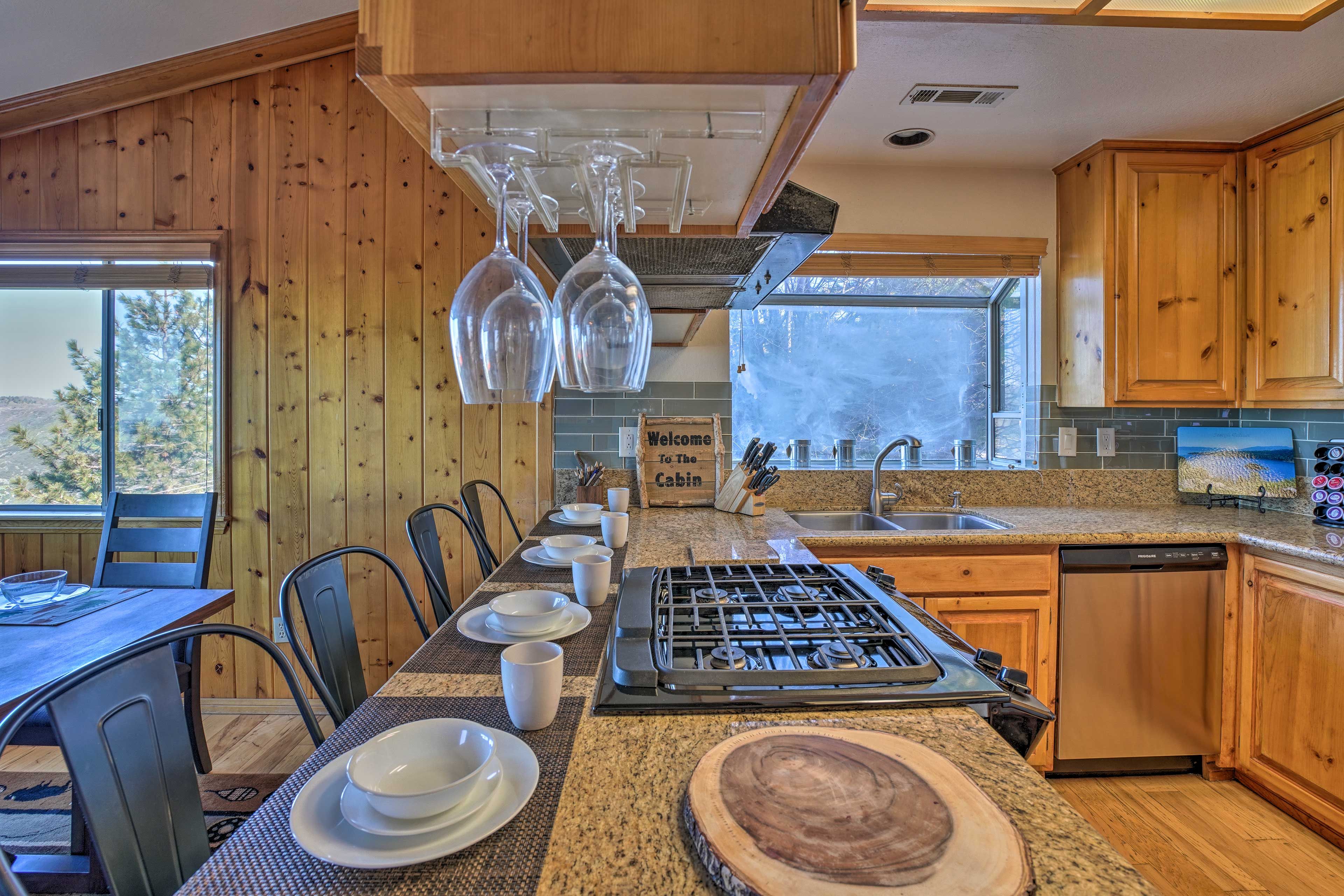Grab a glass from above to enjoy wine with your home-cooked meal.