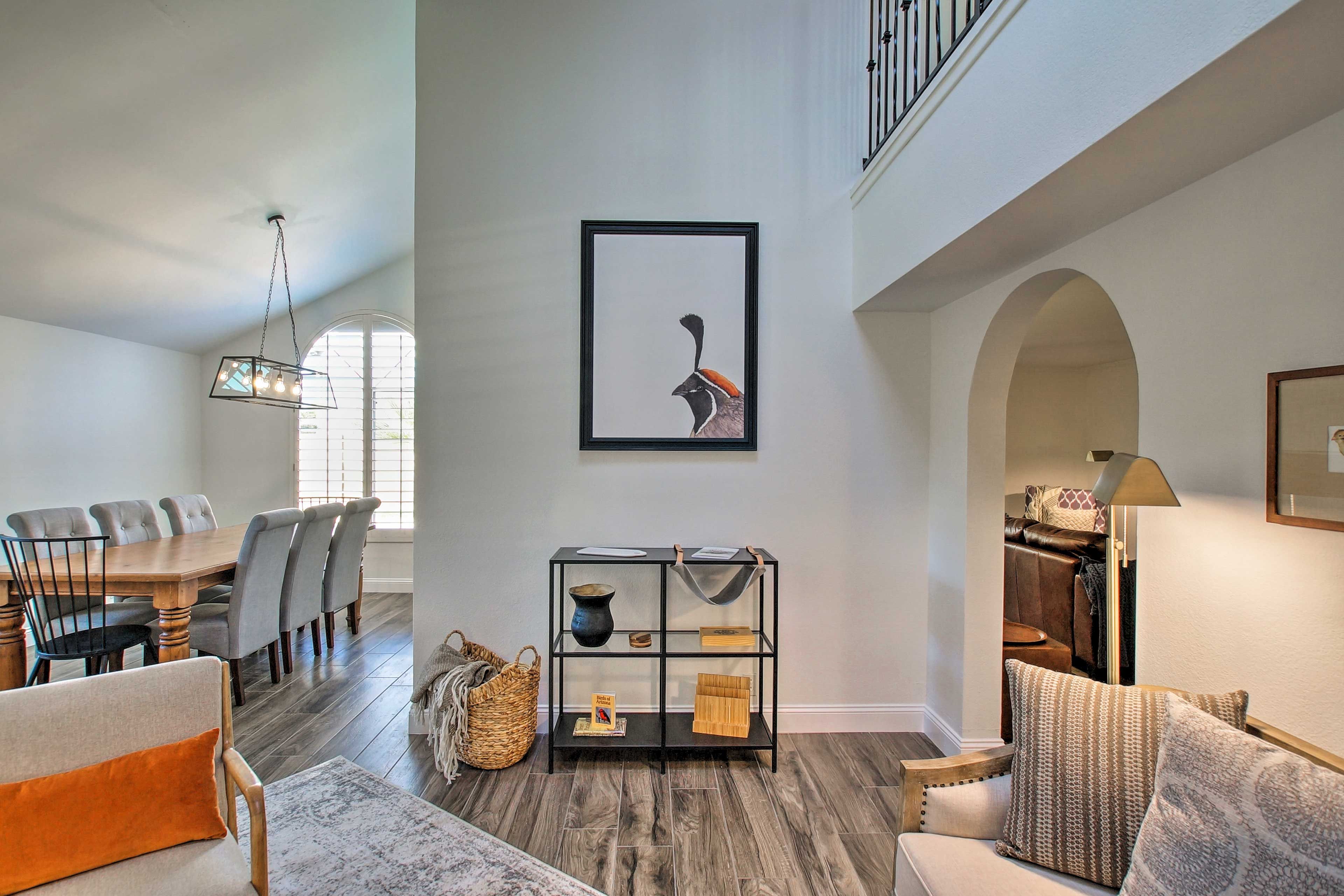 The living room is filled with fantastic accents and gorgeous decor!