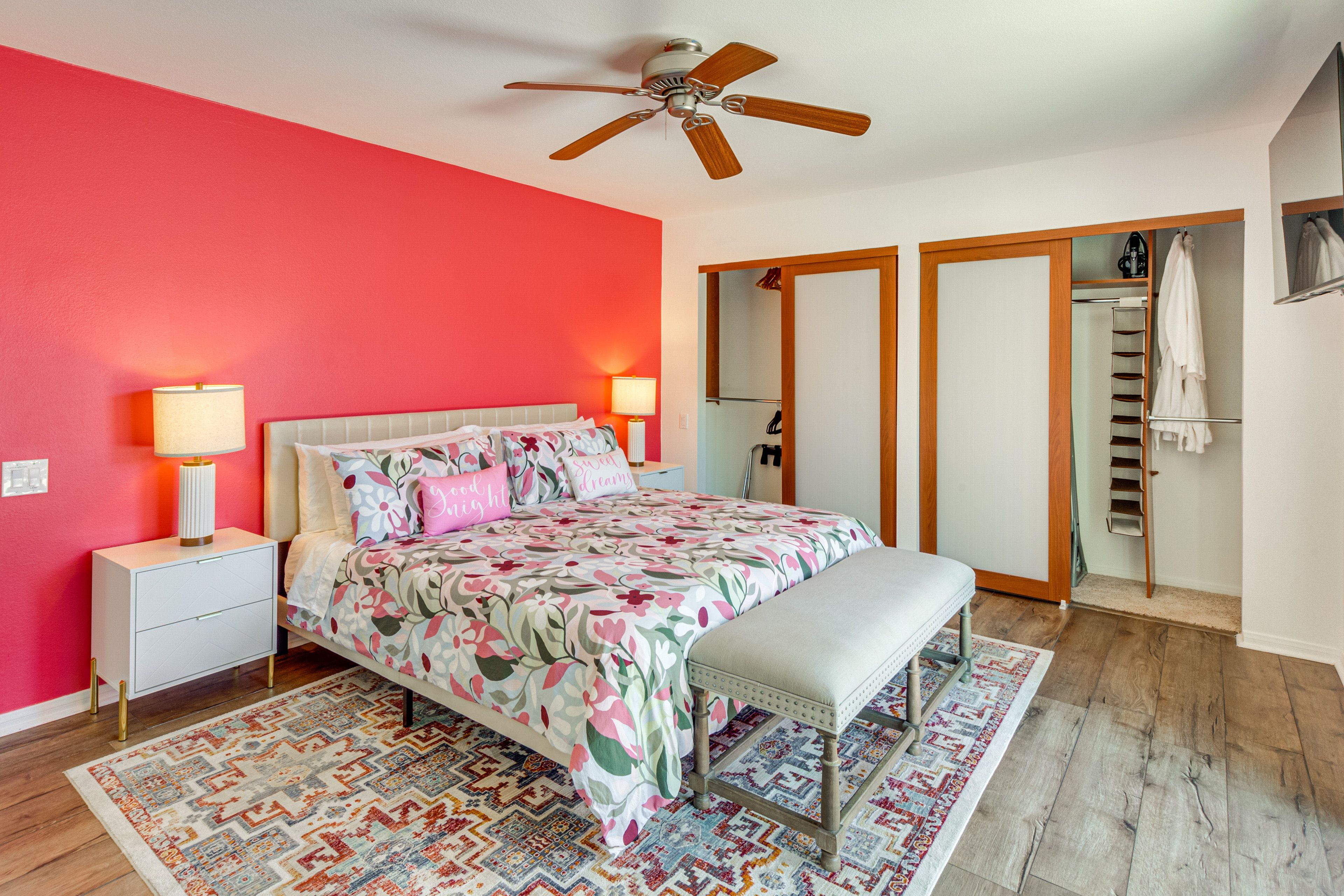 Bedroom 1 | King Bed | Linens Provided | En-Suite Bathroom | Patio Access